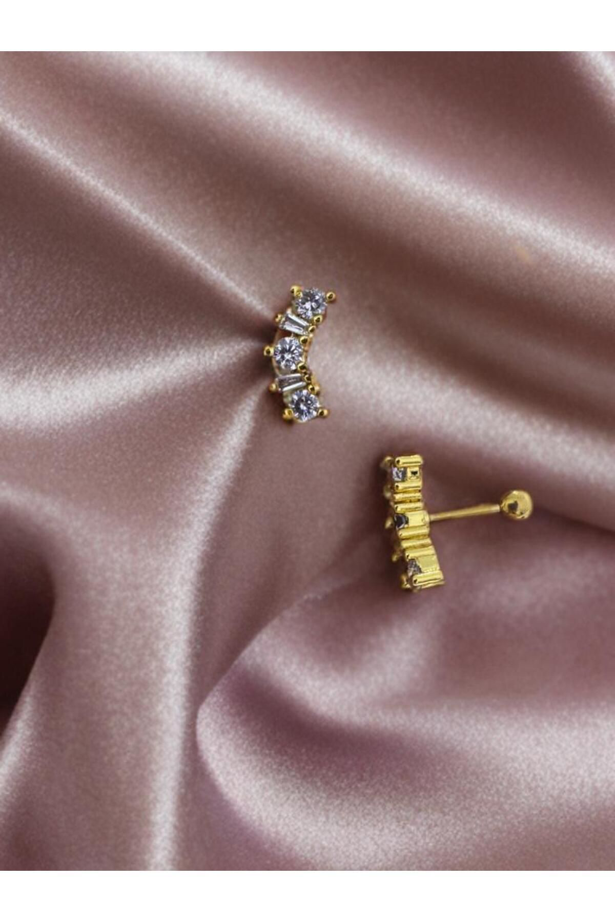 Arescollection 1 Adet Zirkon Taşli Helix Tragus Conch Uyumlu Piercing