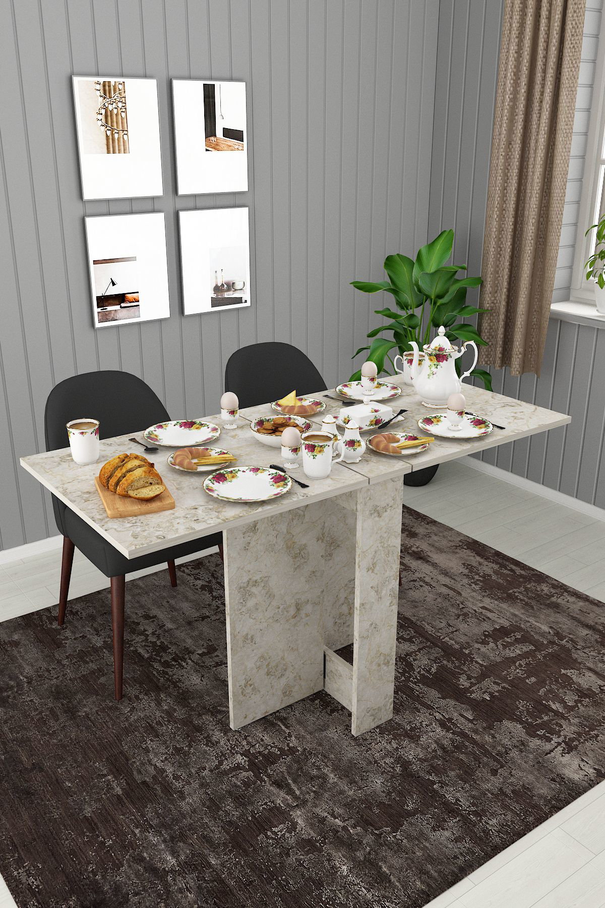 Asra Trend %100 Mdflam Katlanir Mutfak Yemek Çalişma Masasi Km-32 Silves