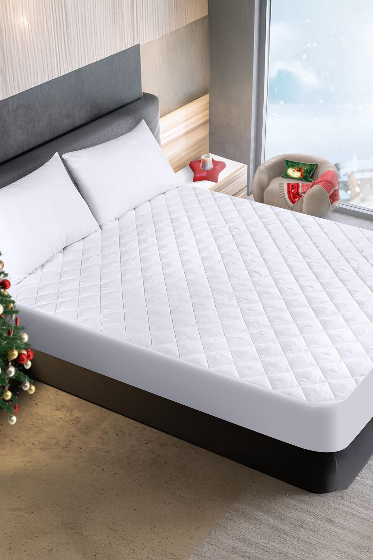 Teksnil Home %100 Mikrofiber Kapitone Yatak Koruyucu Alez Full Kenar Çarşaf Fi