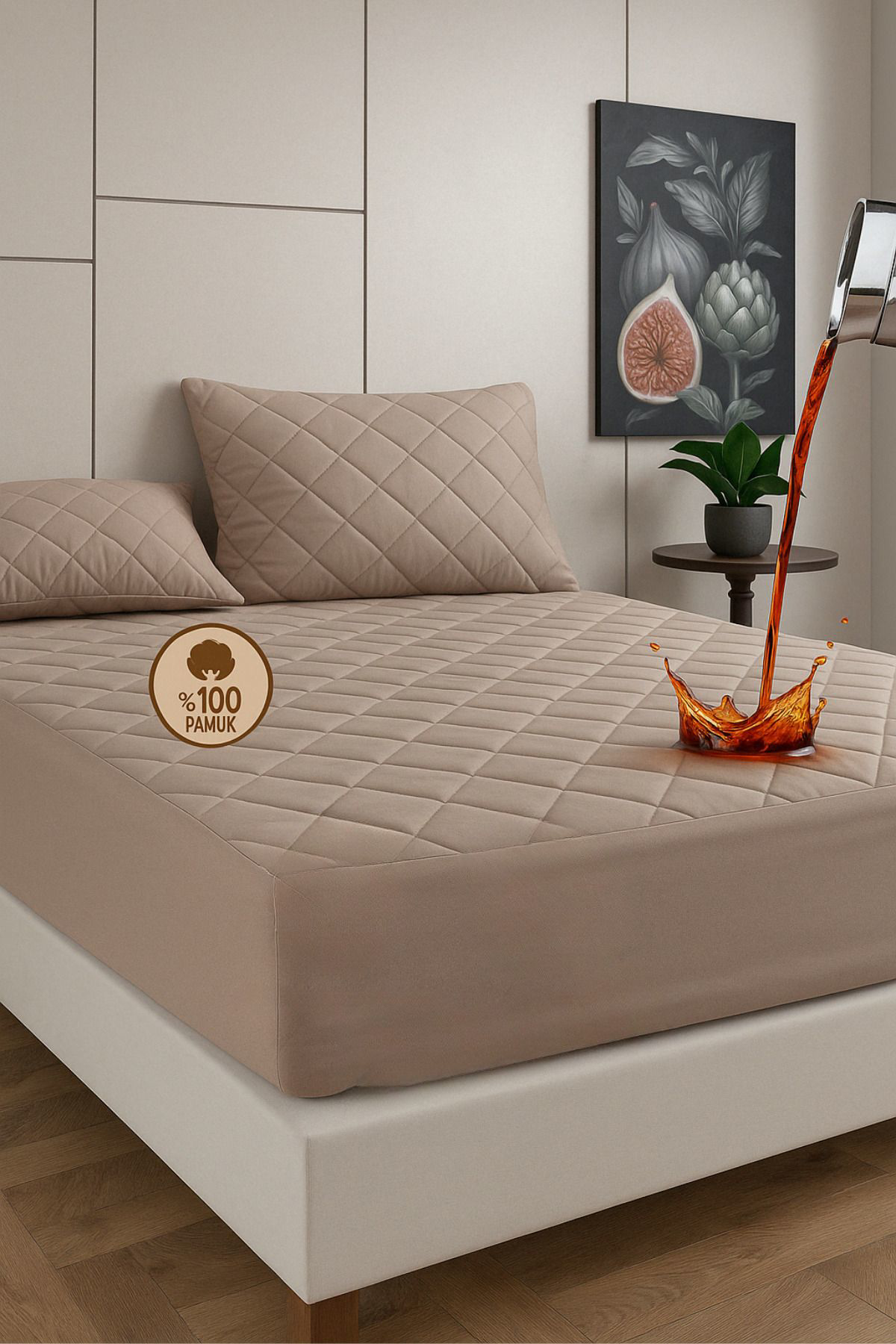 Formeya %100 Pamuk Renkli Kapitone Fitted Full Kenar Su Sivi Geçirmez Yat