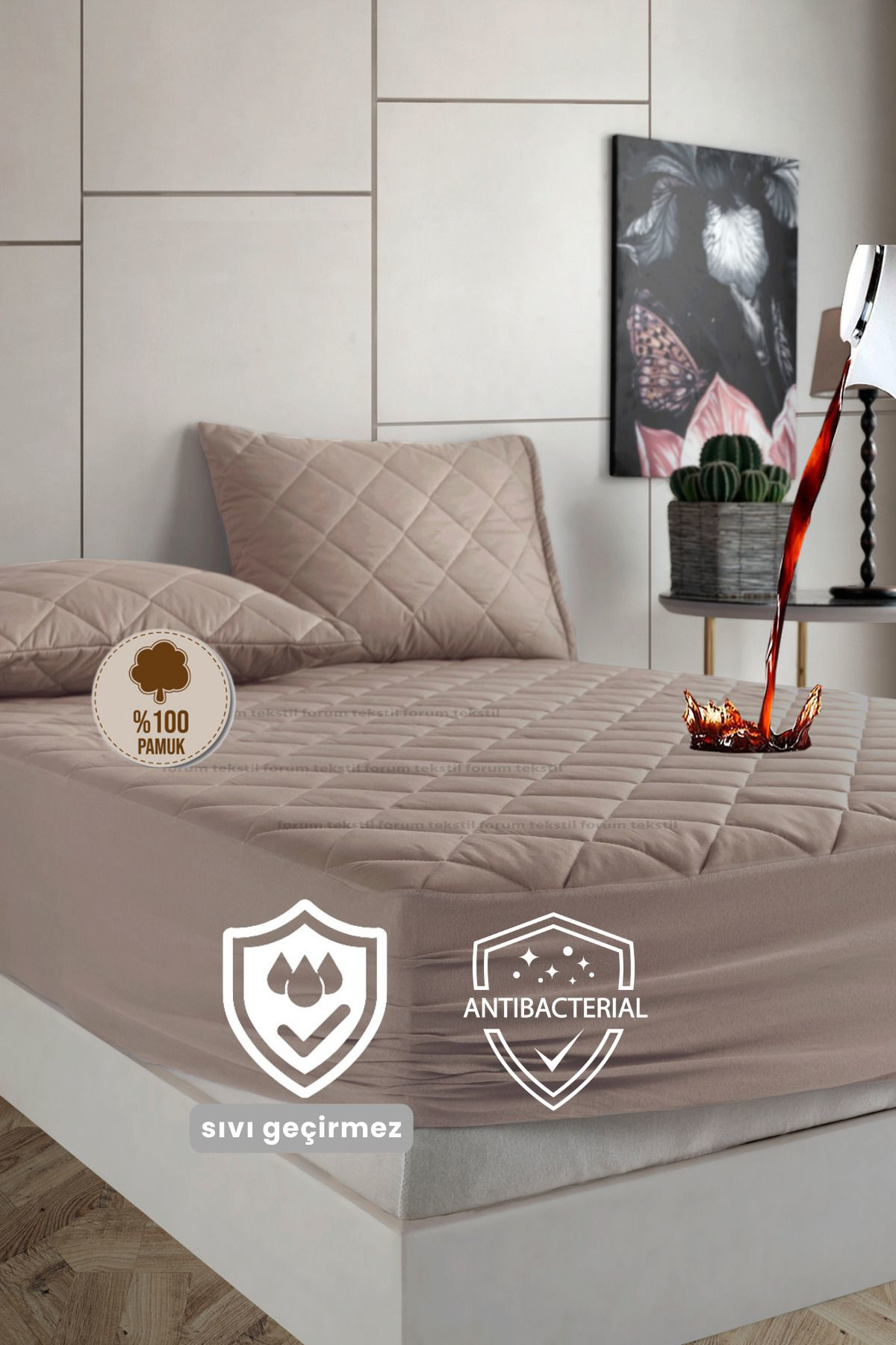 Formeya %100 Pamuk Renkli Kapitone Fitted Full Kenar Su Sivi Geçirmez Yat