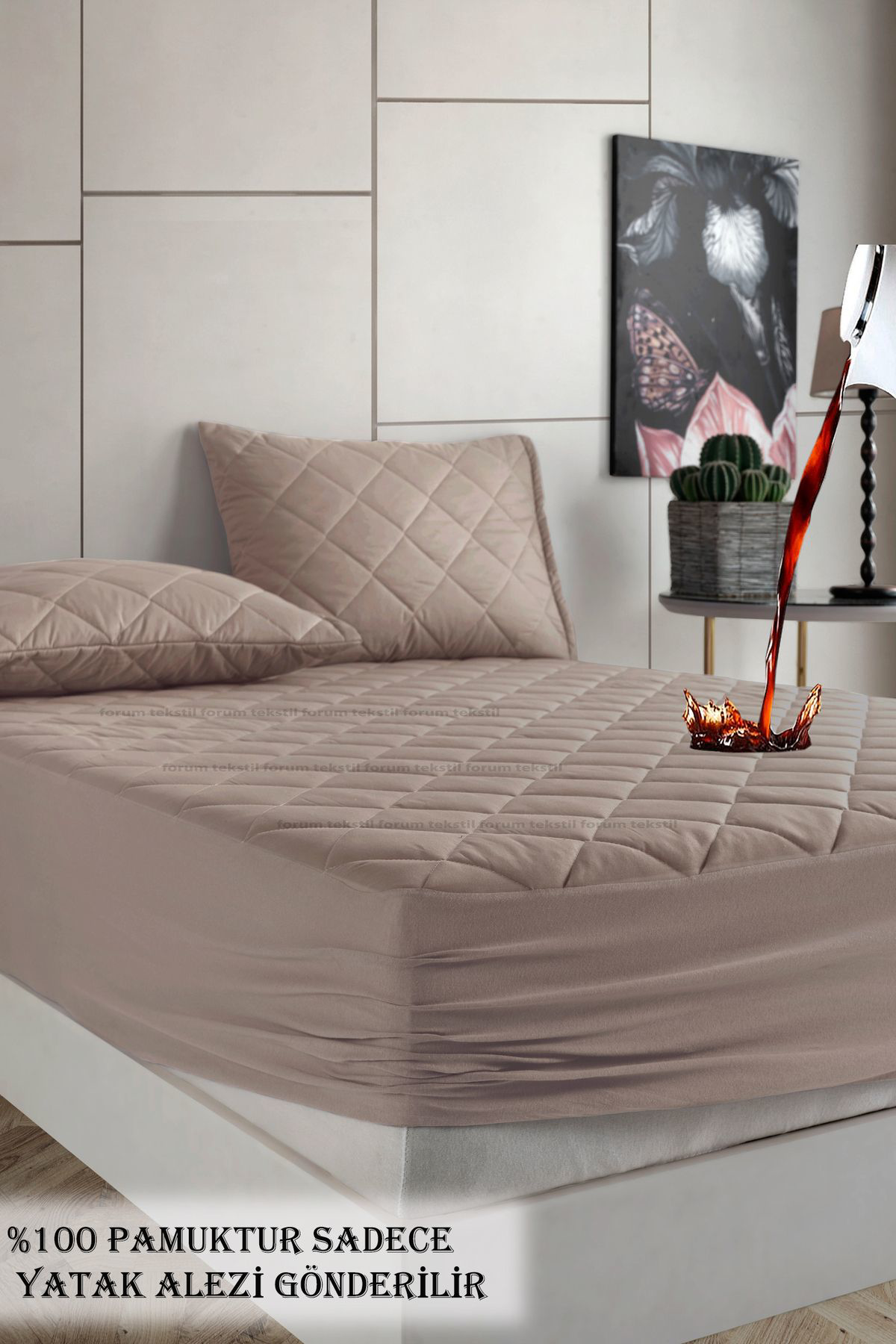 Formeya %100 Pamuk Renkli Kapitone Fitted Full Kenar Su Sivi Geçirmez Yat