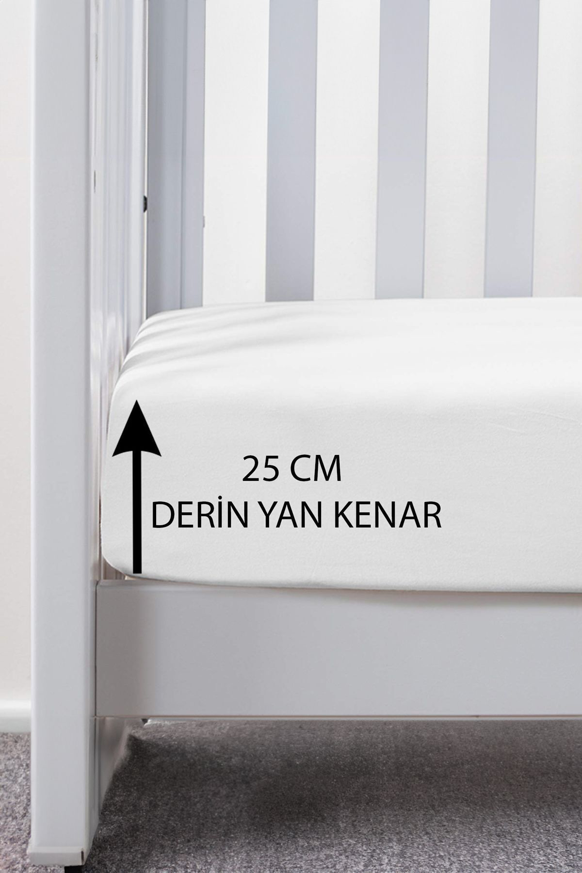 Teksnil Home | %100 Pamuk Sivi Geçirmez Bebek Yatak Koruyucu Alez | Beşik Kreş