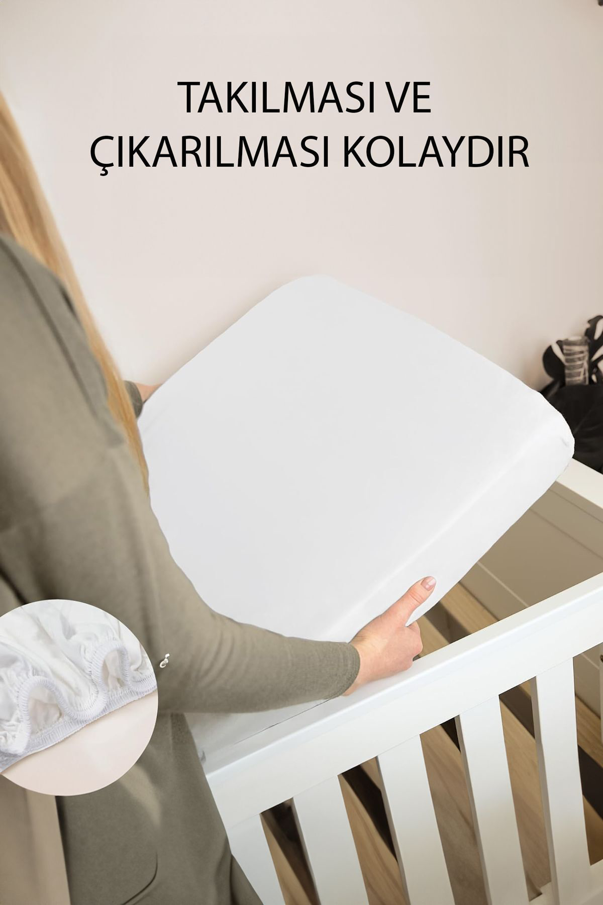 Teksnil Home | %100 Pamuk Sivi Geçirmez Bebek Yatak Koruyucu Alez | Beşik Kreş