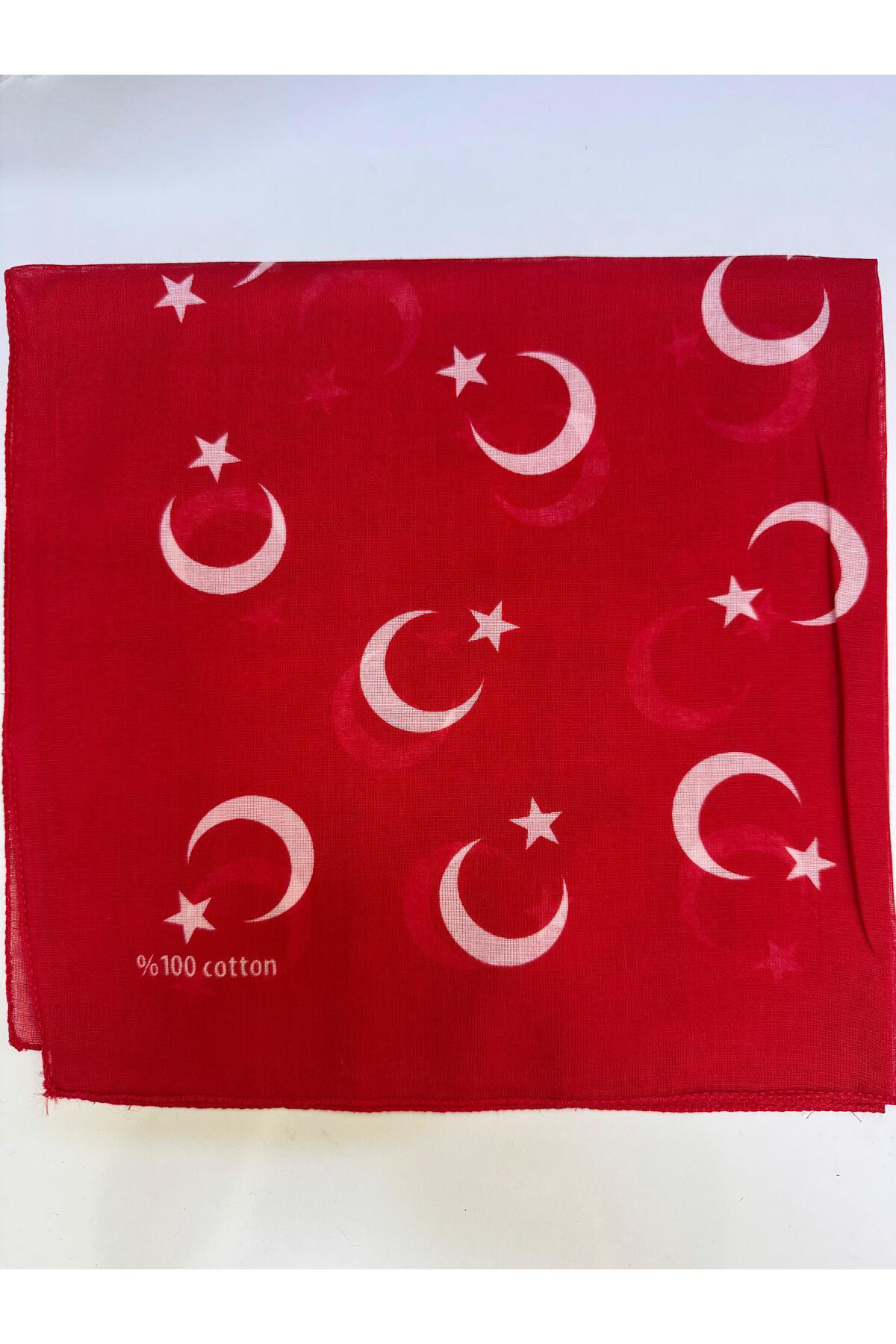 Arestokaaksesuar %100 Pamuklu Ayyildiz Türk Bayrakli Lüks Ekstra Yumuşak Bandana