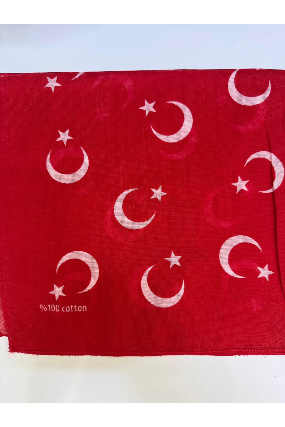 Arestokaaksesuar %100 Pamuklu Ayyildiz Türk Bayrakli Lüks Ekstra Yumuşak Bandana