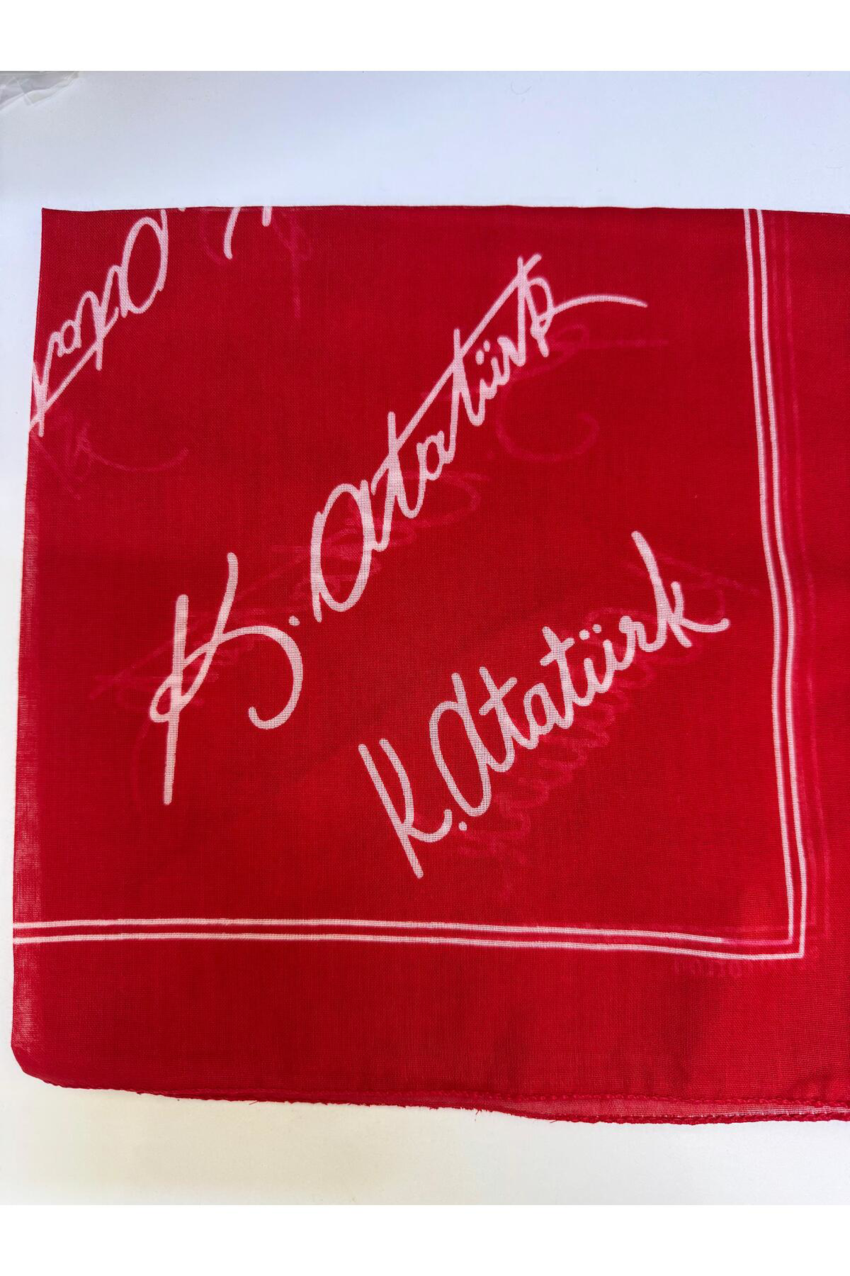 Arestokaaksesuar %100 Pamuklu Kemal Atatürk İmzali Lüks Ekstra Yumuşak Bandana