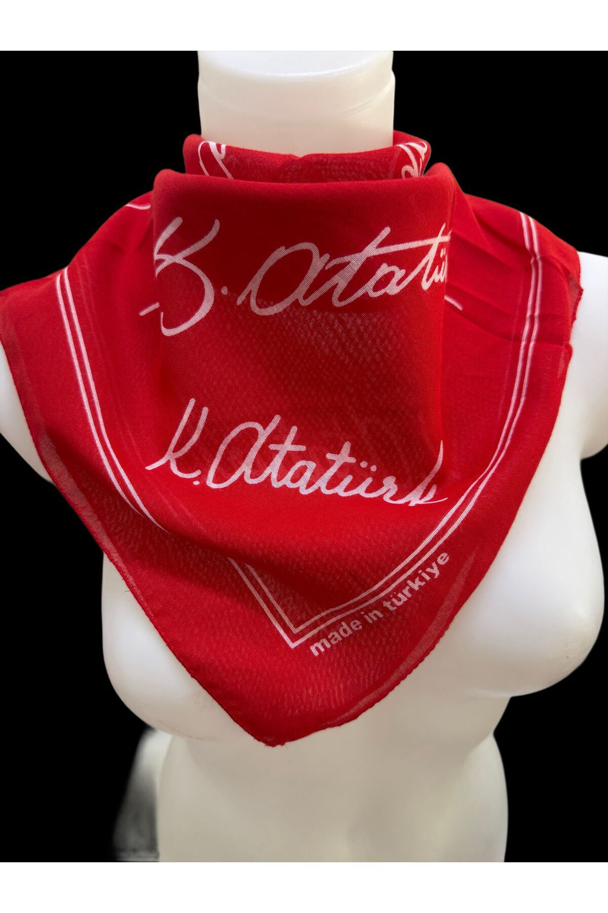 Arestokaaksesuar %100 Pamuklu Kemal Atatürk İmzali Lüks Ekstra Yumuşak Bandana