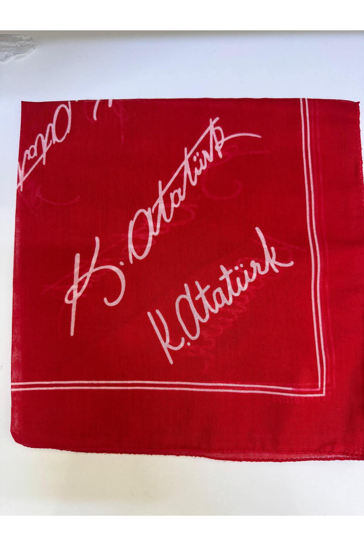 Arestokaaksesuar %100 Pamuklu Kemal Atatürk İmzali Lüks Ekstra Yumuşak Bandana