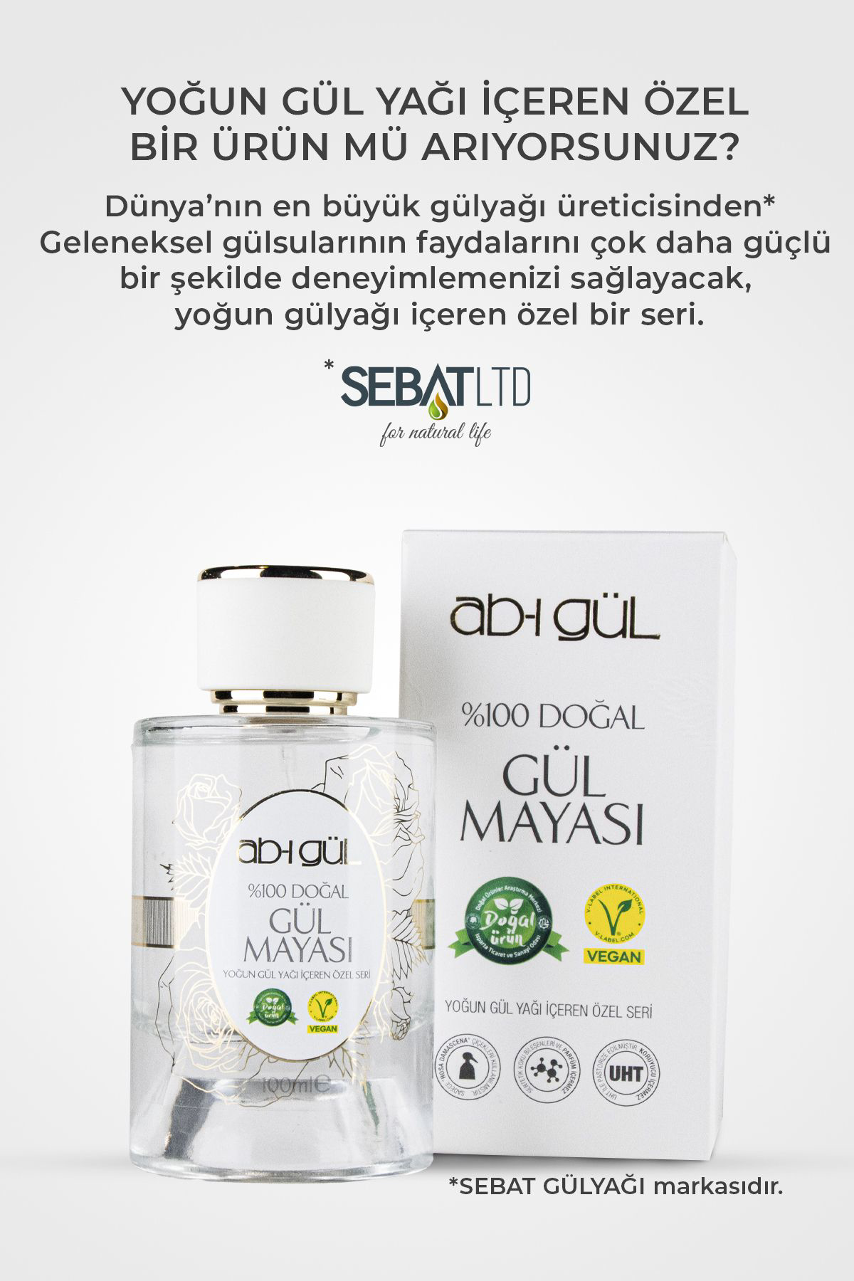Ab-İ Gül %100 Saf Gül Mayasi 100 Ml | Eşsiz Rosa Damascena Güllerinden