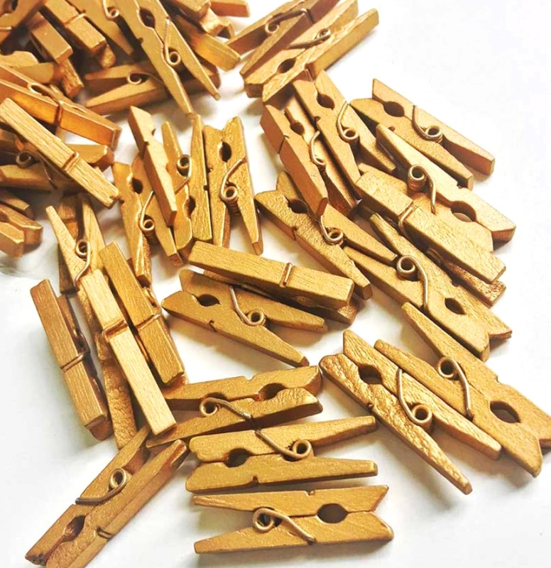 Byntr 100'Lü Gold Ahşap Mandal 2.5Cm (10'Lu Paket-1000 Adet)