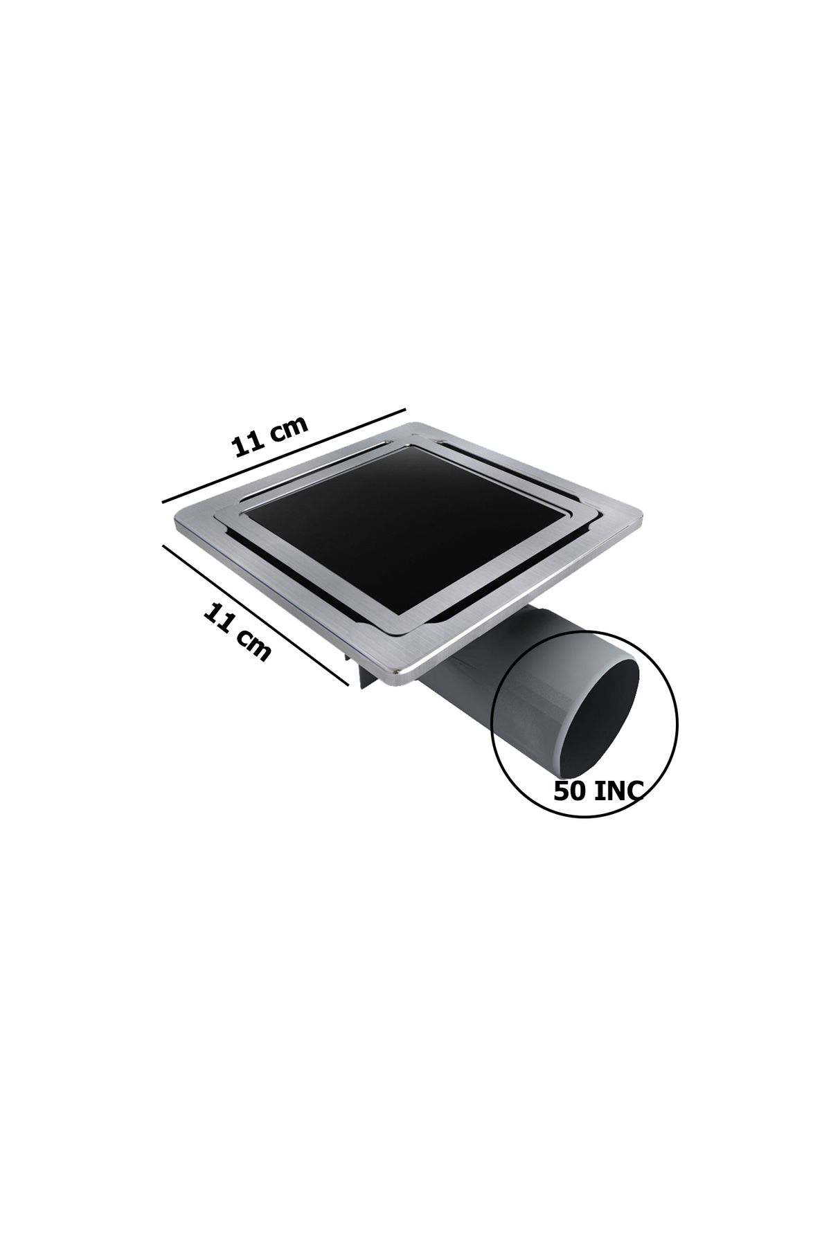 Purvien 11X11 Paslanmaz Süzgeç Banyo Ve Lavabo Yer Süzgeci 50 Çikişli Sif