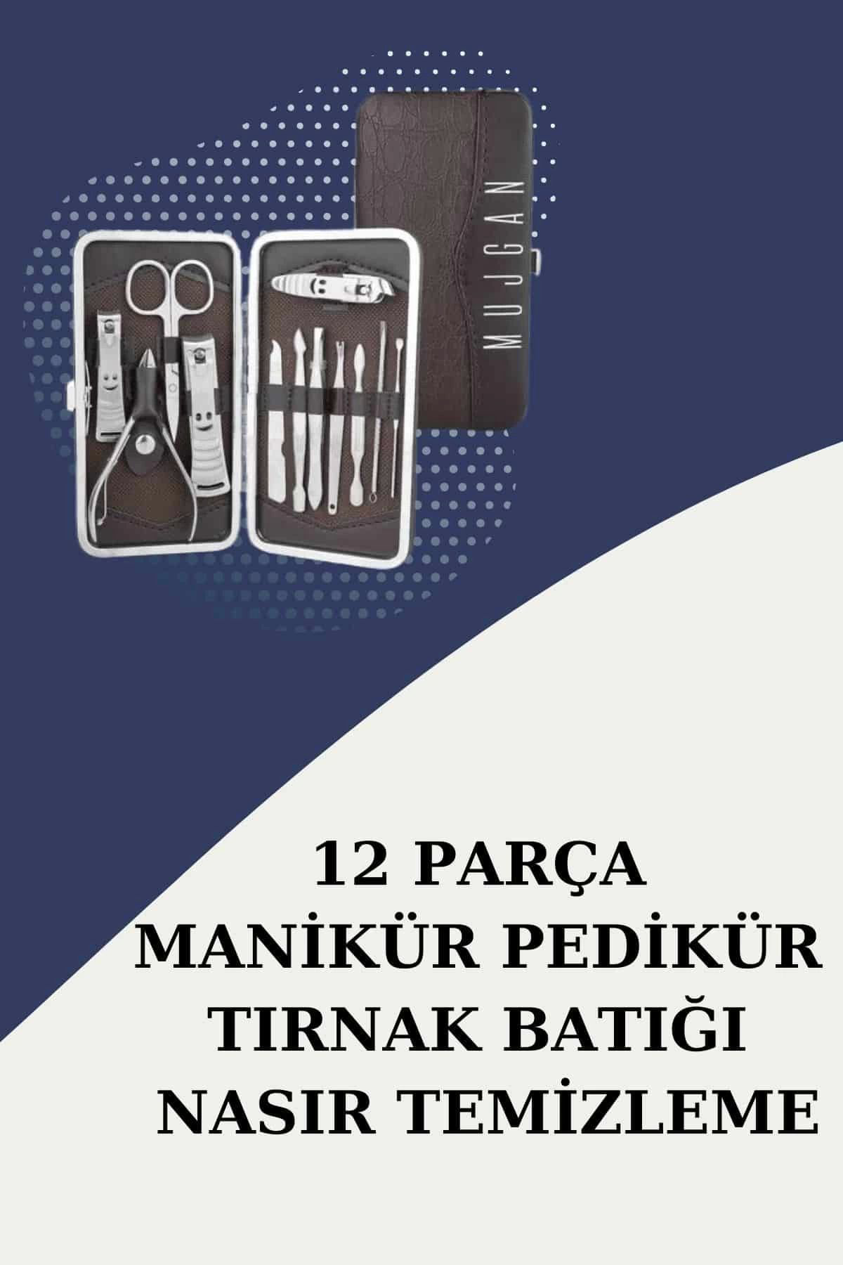 Yusuftex 12 Parça Paslanmaz Çelik Kompakt Ve Taşinabilir Manikür Makasi Ti