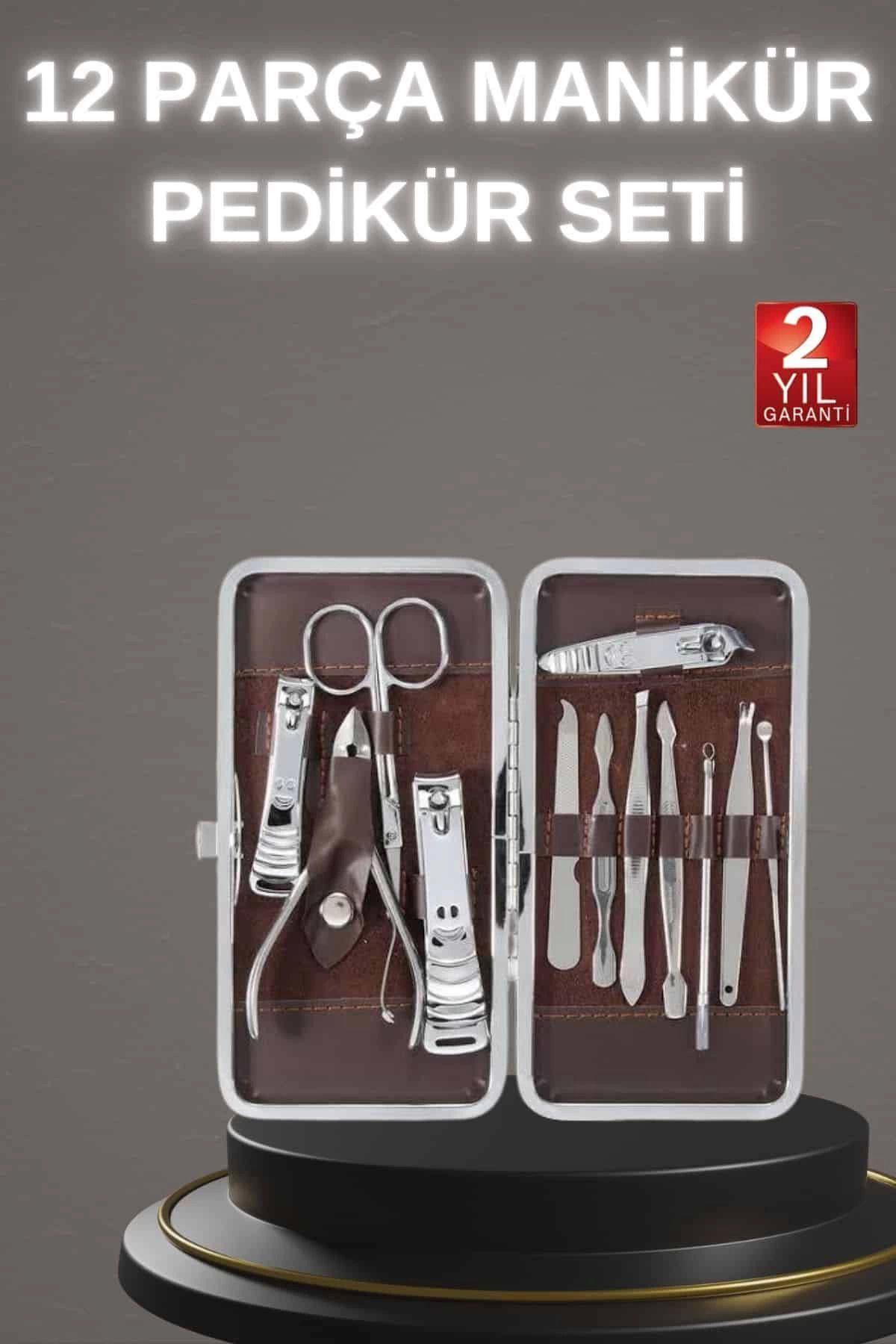 Yusuftex 12 Parça Paslanmaz Çelik Kompakt Ve Taşinabilir Manikür Makasi Ti