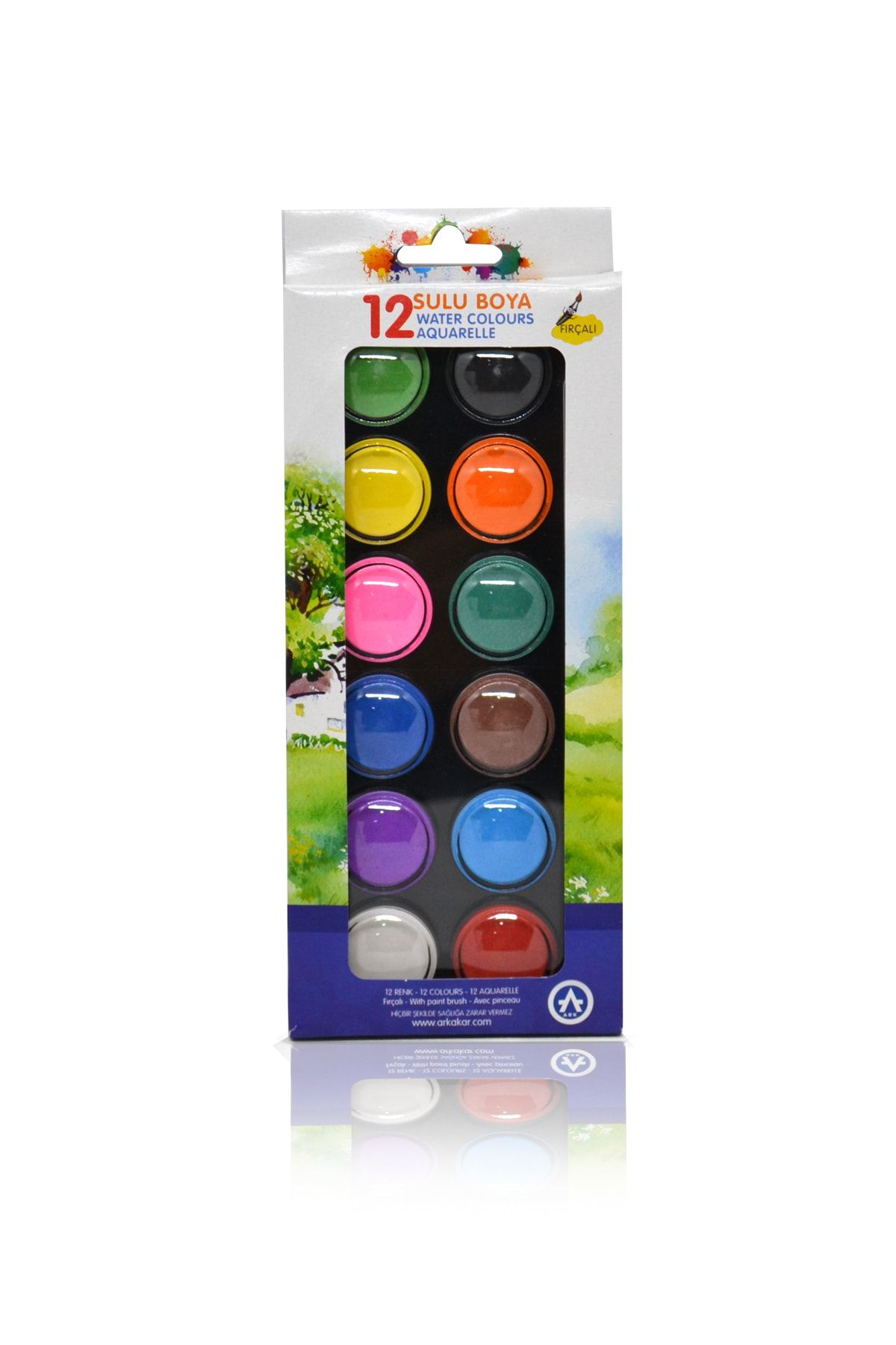 Ark 12 Renk Pastel Renklerde Sulu Boya ( Firçali )