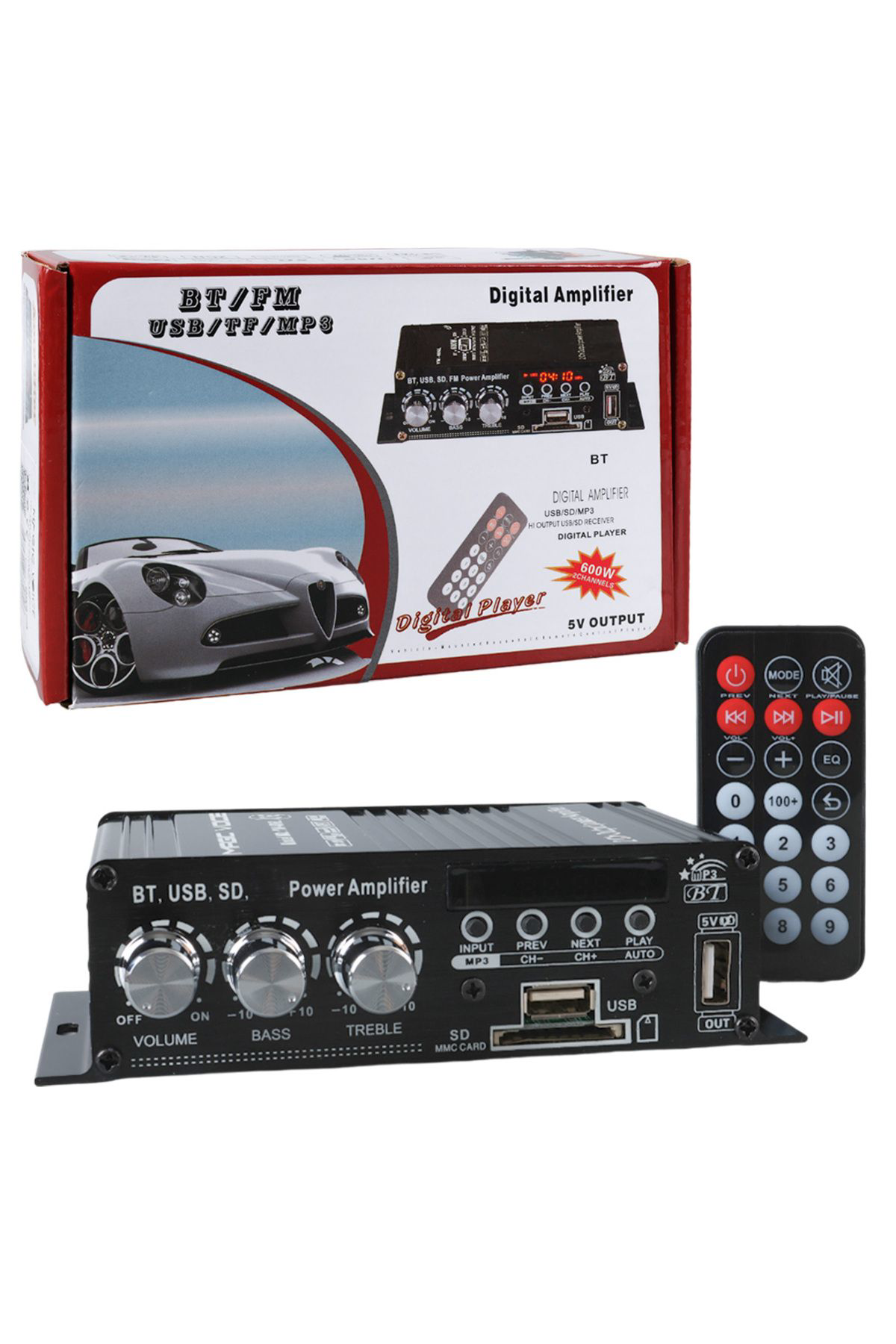 Ok Aksesuar 12 Volt 100 Watt Motosi̇klet Bluetooth Amfi̇ Usb/Sd 2 Kanal Pazar