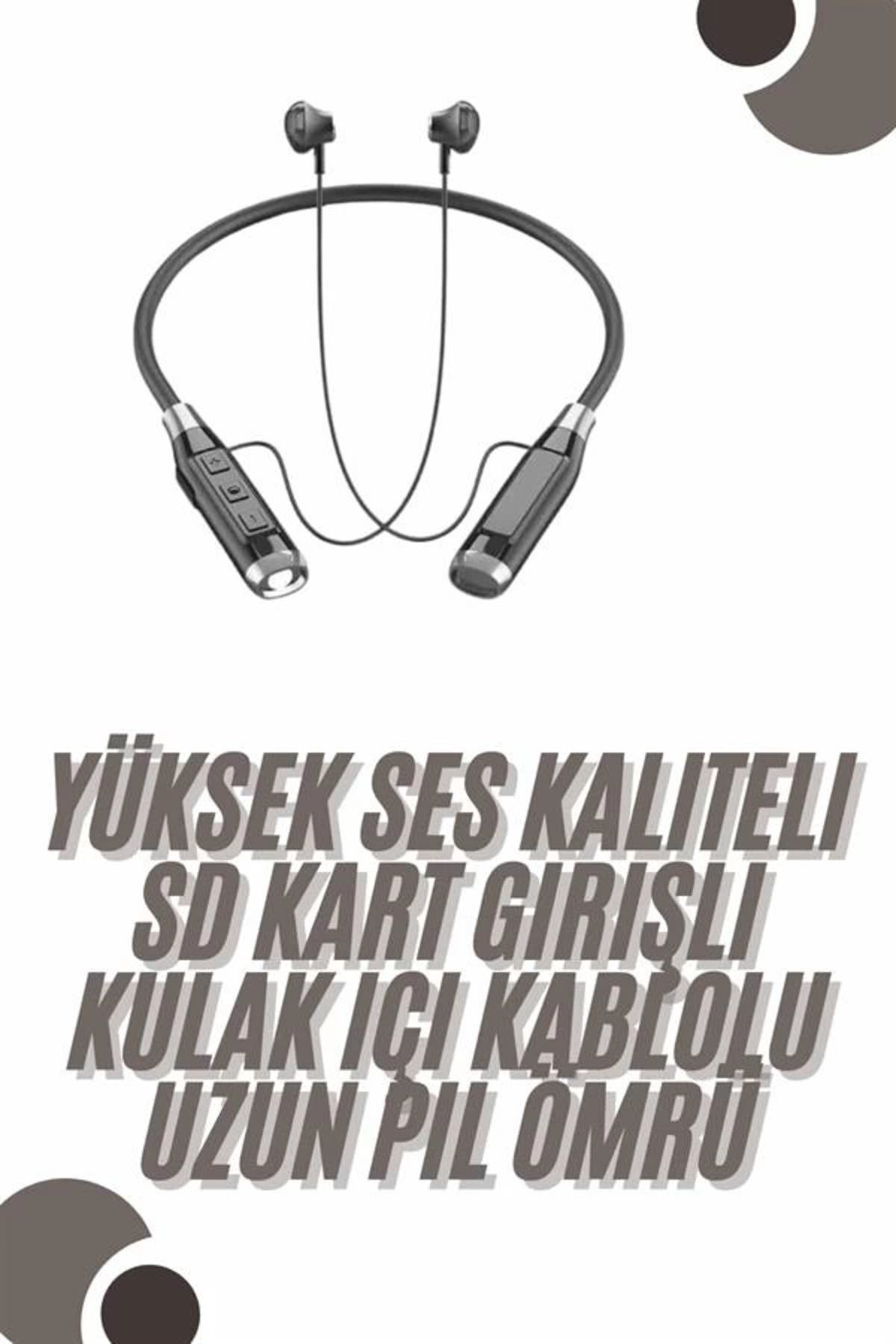 Pamiravm 120 Saat Bluetooth Kulaklik Kablolu Boyun Askili Sd Kart Girişli