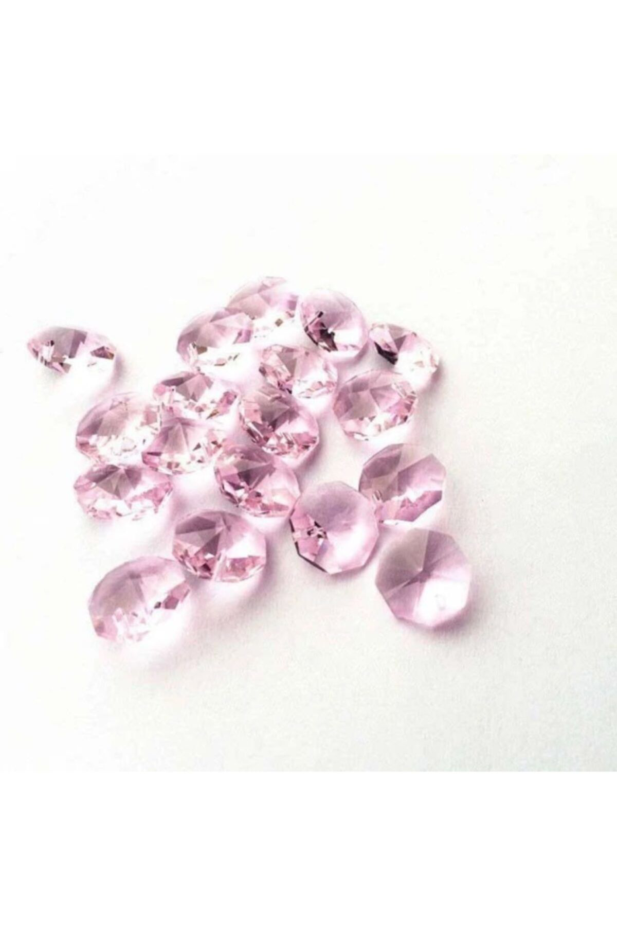 Ada Avize 14 Mm Pembe Octagon İşlenmiş Avize Taşi 10 Adet