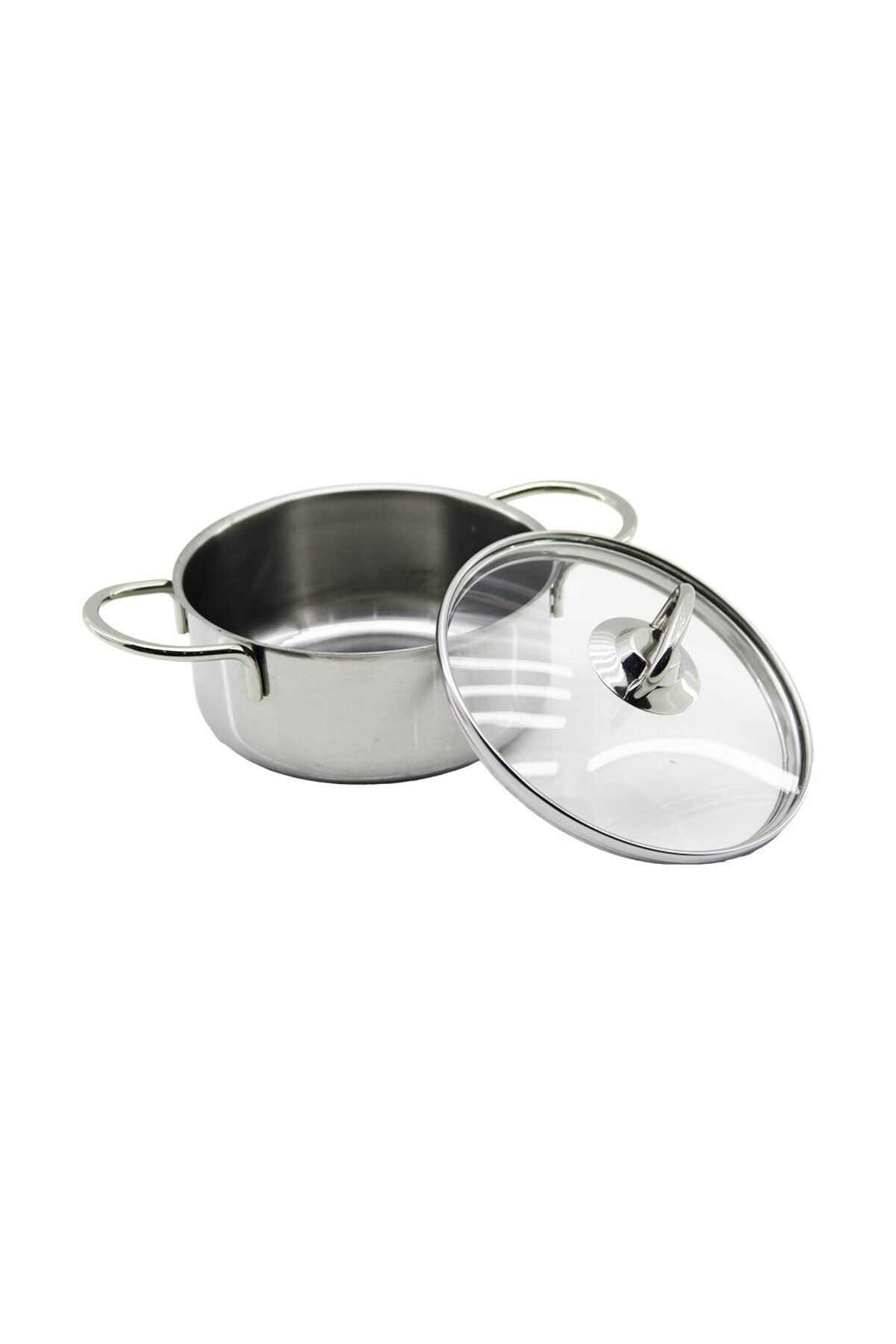 Ok Aksesuar 14Cm Cam Kapak Mini Çelik Tencere (5060)