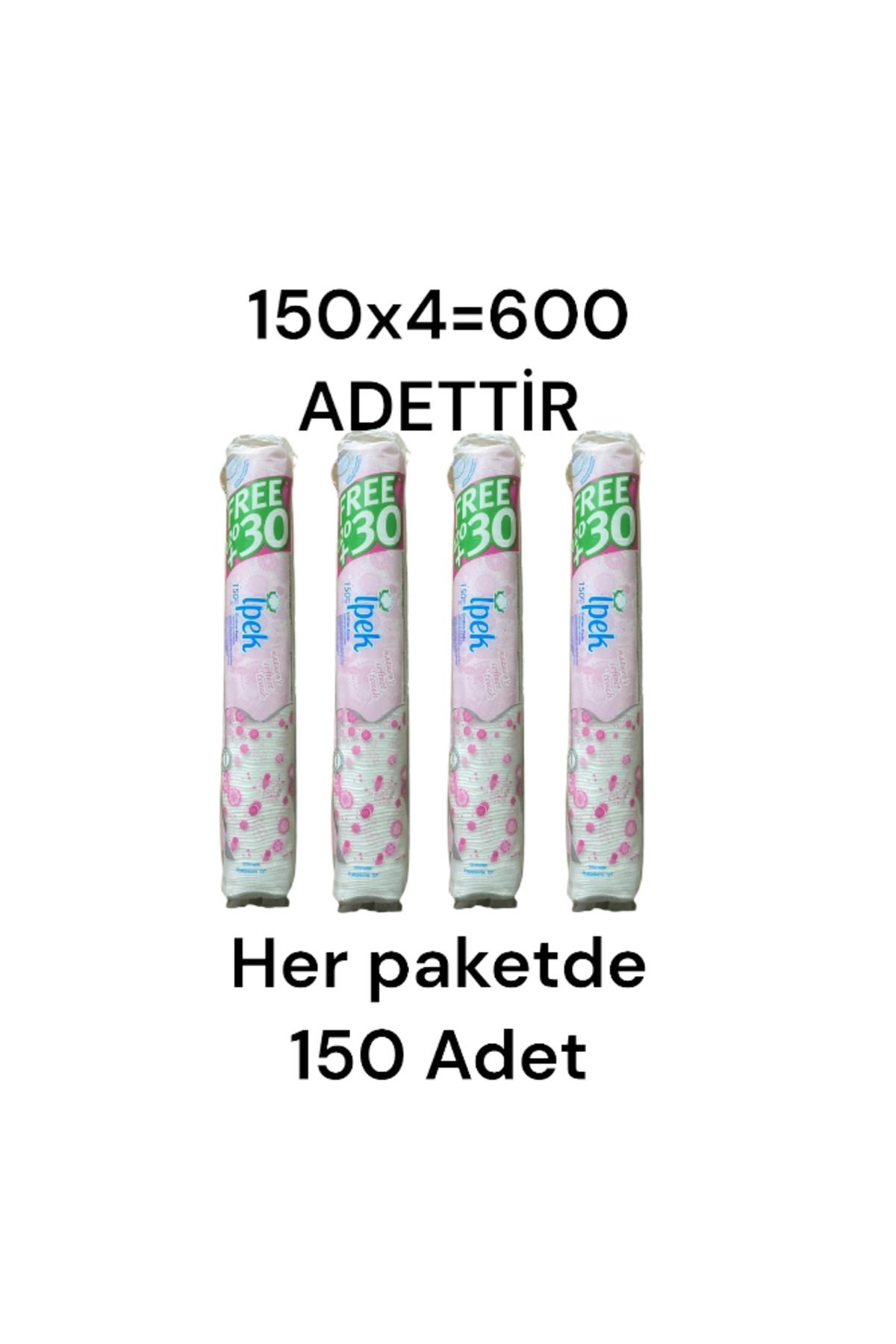 İpek 150'Lik 4 Adet 150X4=600 Adet İpek Makyaj Temizleme Pamugu