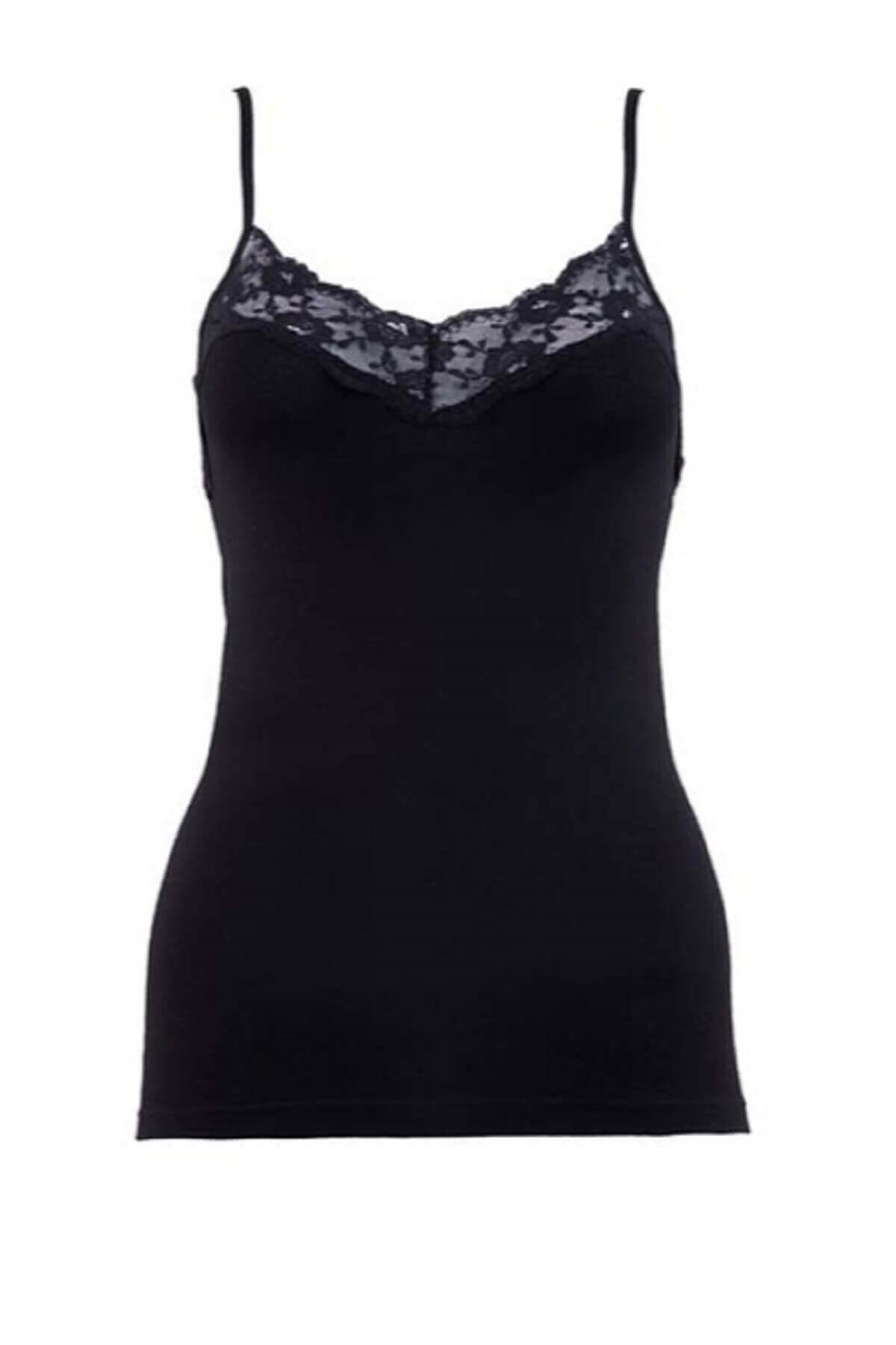 Blackspade 1984 Pamuklu Kadin Dantelli İnce Askili Atlet