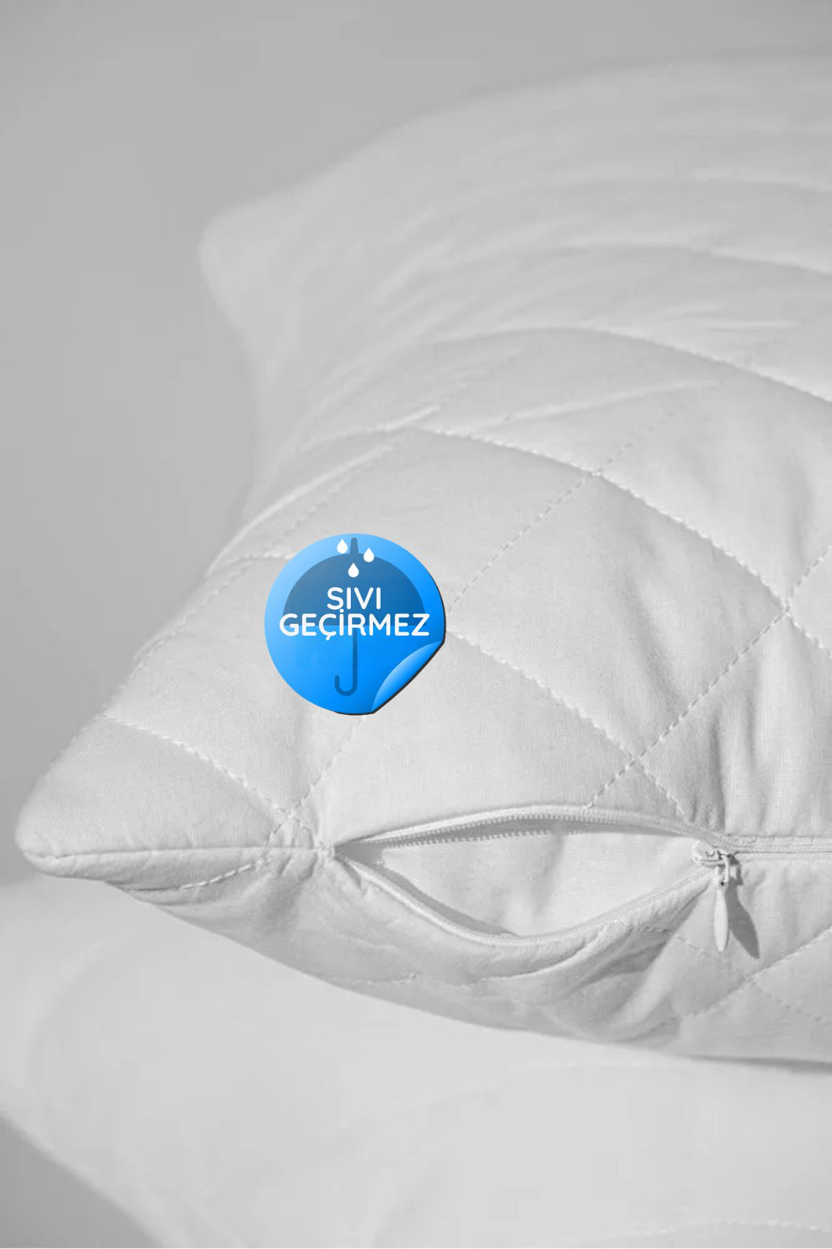 Formeya 1'Li Mikrofiber Kapitone Sivi Geçirmez Yastik Alezi Fermuarli Siv