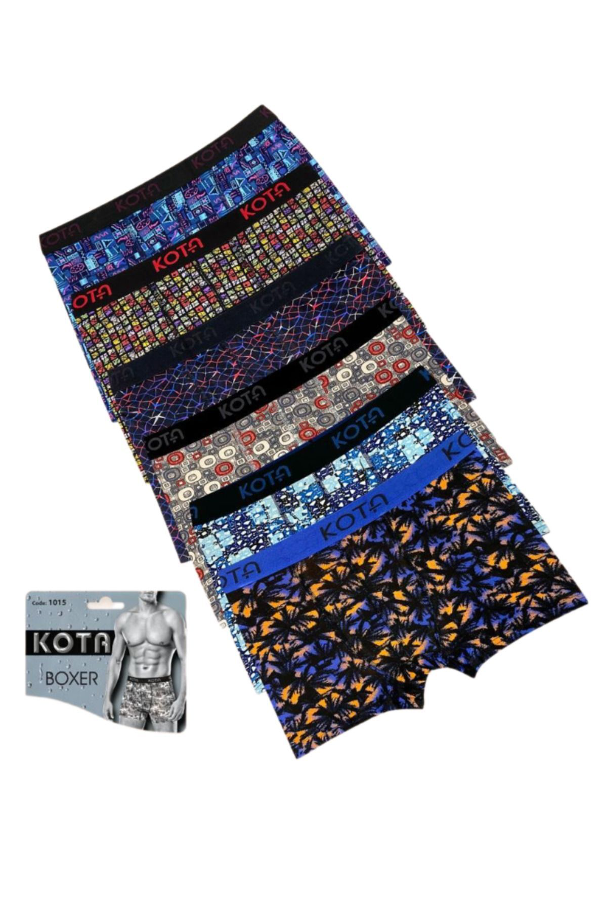 Kota 2 Adet Desenli Likrali Boxer