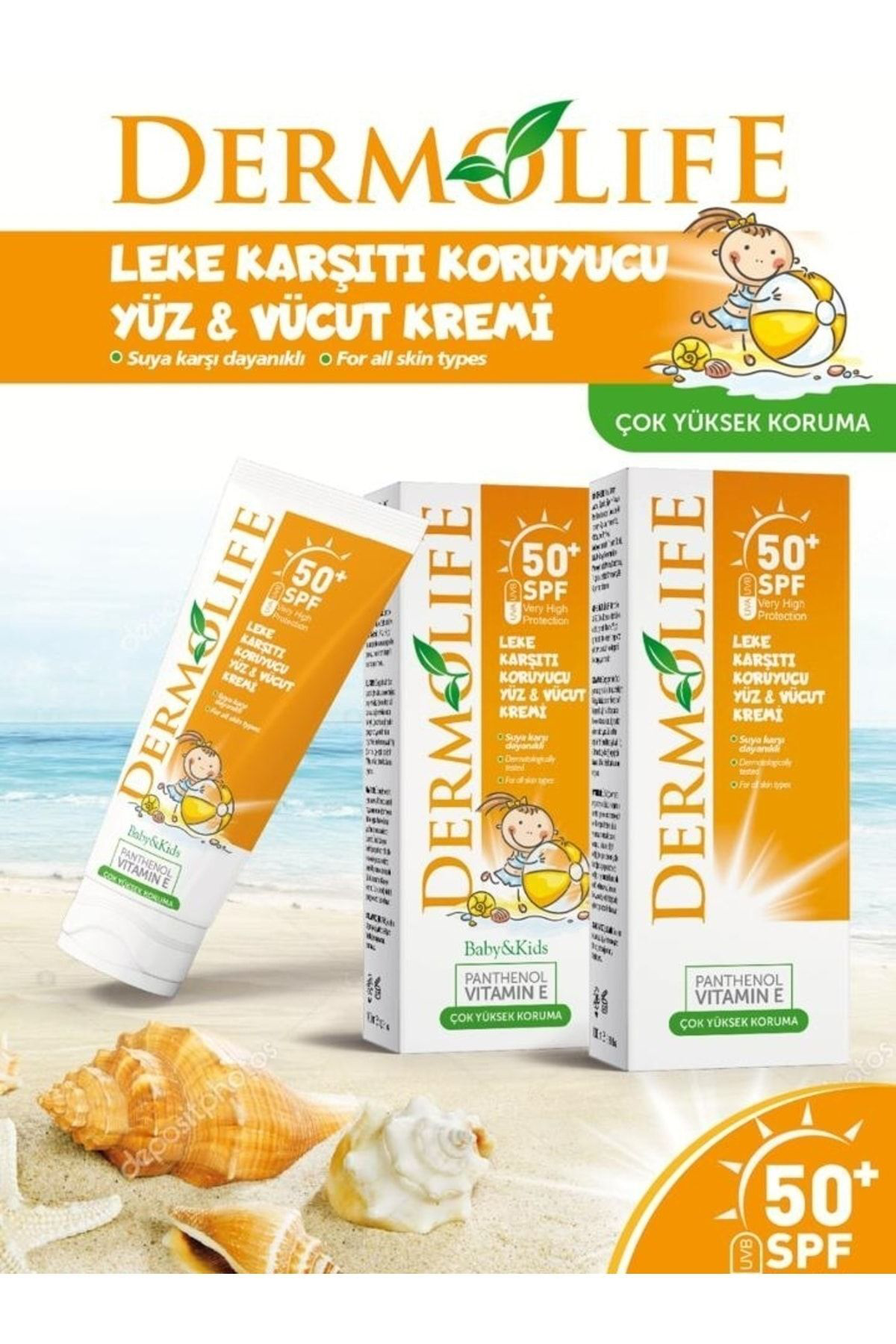 Dermolife 2 Adet Leke Karşiti Yüz Ve Vücut Gunes Kremi 50 Spf Suya Dayanikl
