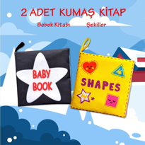 Ada Detox 2 Kitap Tox İngilizce Siyah-Beyaz Bebek Ve Şekiller Kumaş Sessiz 