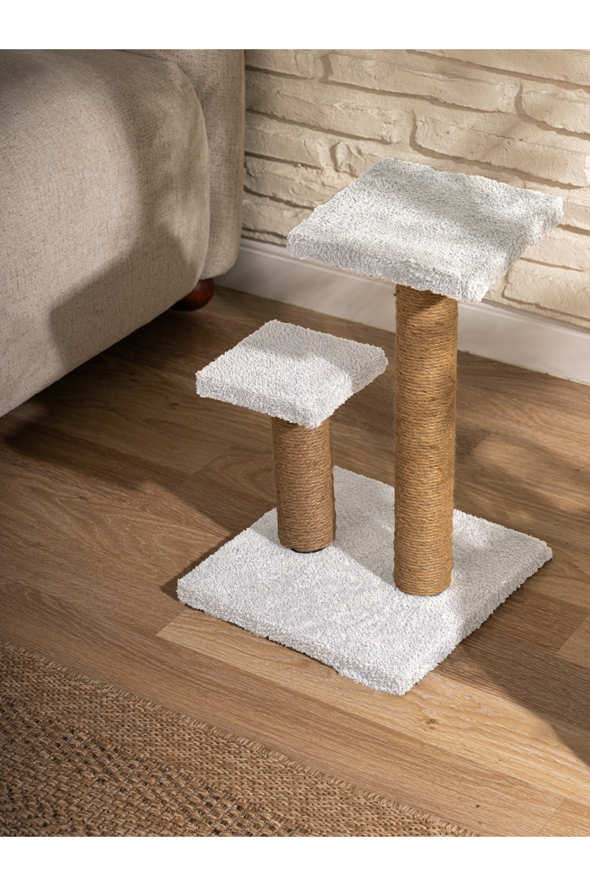 Beylini 2 Li Kedi Tirmalama Tahtasi Peluş Kumaş Silinebilir Demonte 42Cm