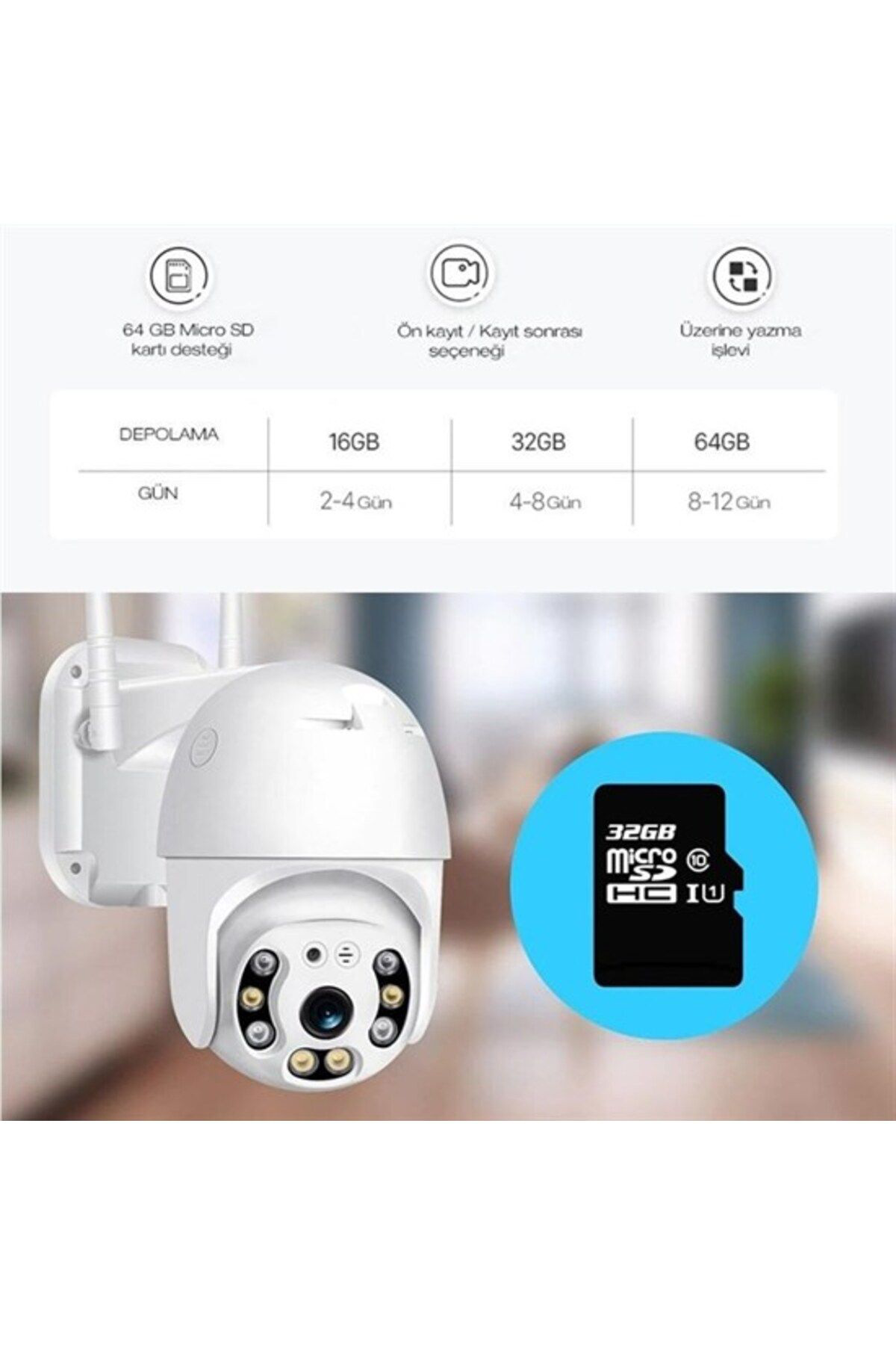 Ok Aksesuar 2.0 Mp Hd Lens İç Diş Mekan Suya Danikli İp Wifi Network Güvenlik
