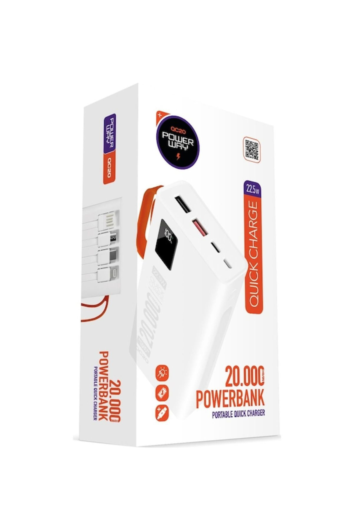 Pmr 20.000 Mah. Pd 22.5W Hizli Şarj Qc20 Beyaz Powerbank