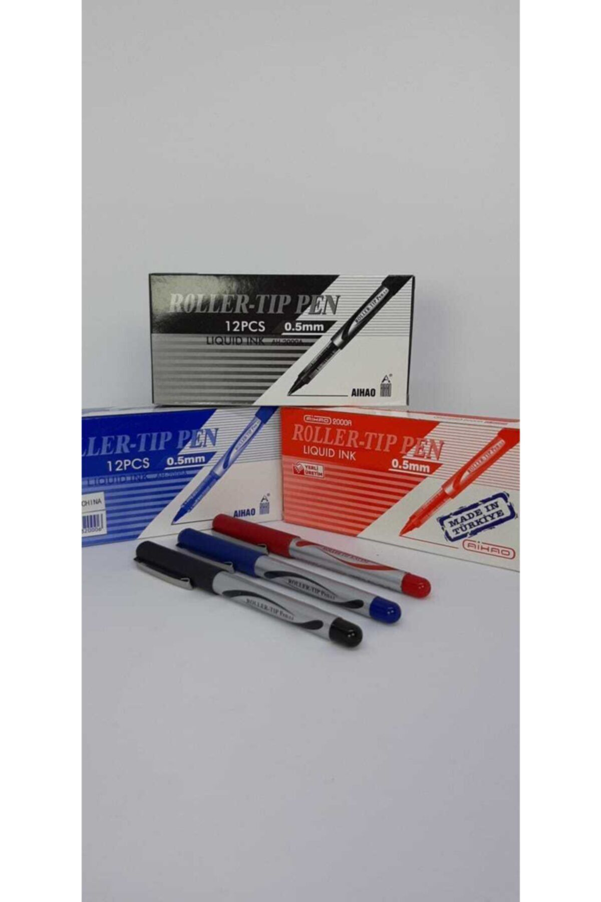 Aihao 2000A Roller Kalem 0.5Mm Mavi 3 Adet