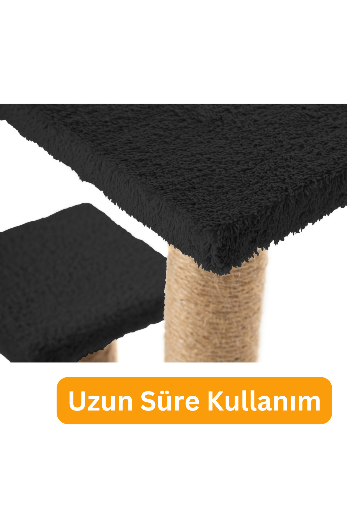 Beylini 2Li Kedi Tirmalama Tahtasi Peluş Kumaş Demonte 42Cm 2 Adimli Zipl