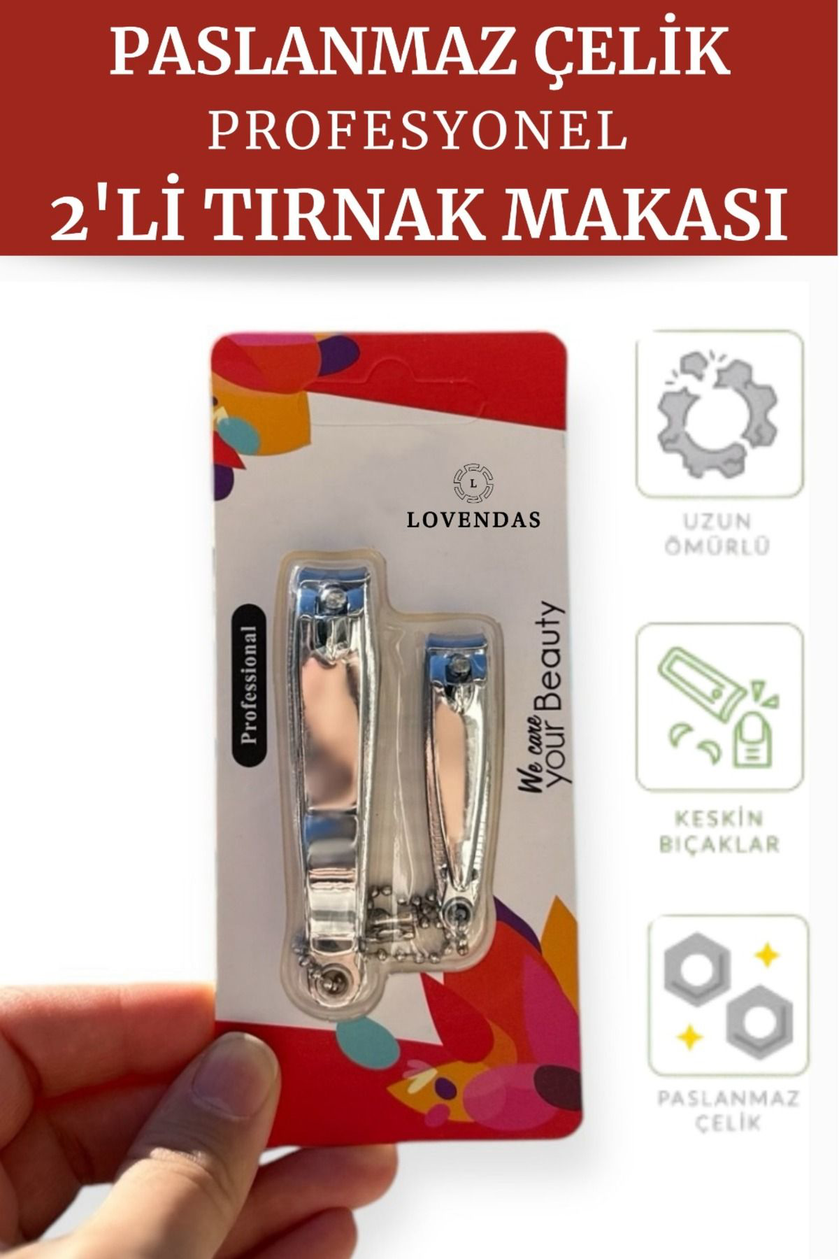 Lovendas 2'Li Tirnak Makasi Paslanmaz Çelikten Profesyonel Makaslar