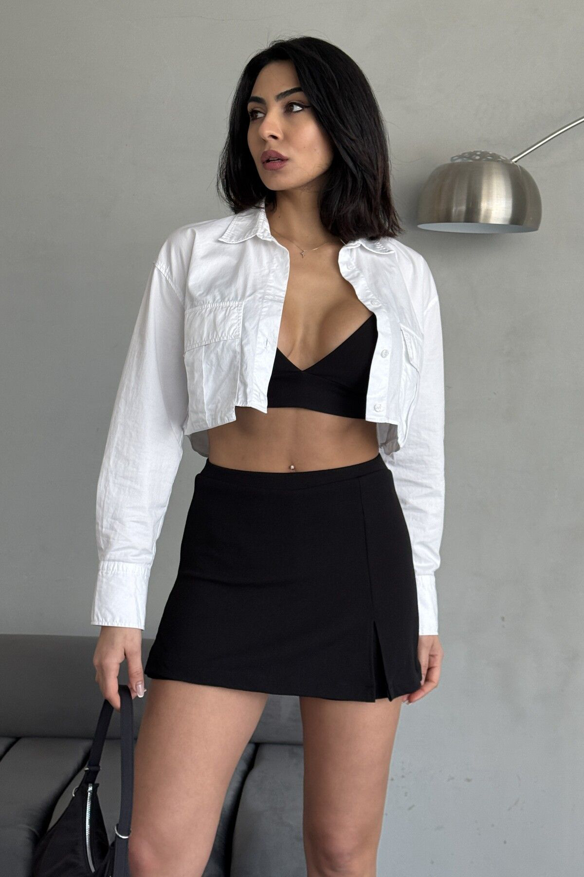 Moda Armanc 2'Li Yirtmaçli Mini Şort Etek