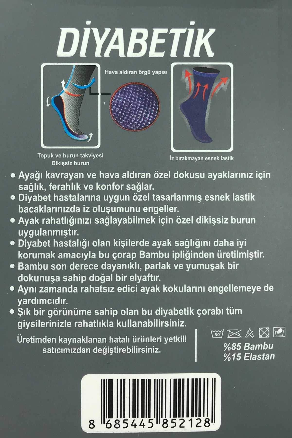 Just Cheap Store 3 Adet Erkek Bambu Lastiği Sikmayan Diyabetik Çorap