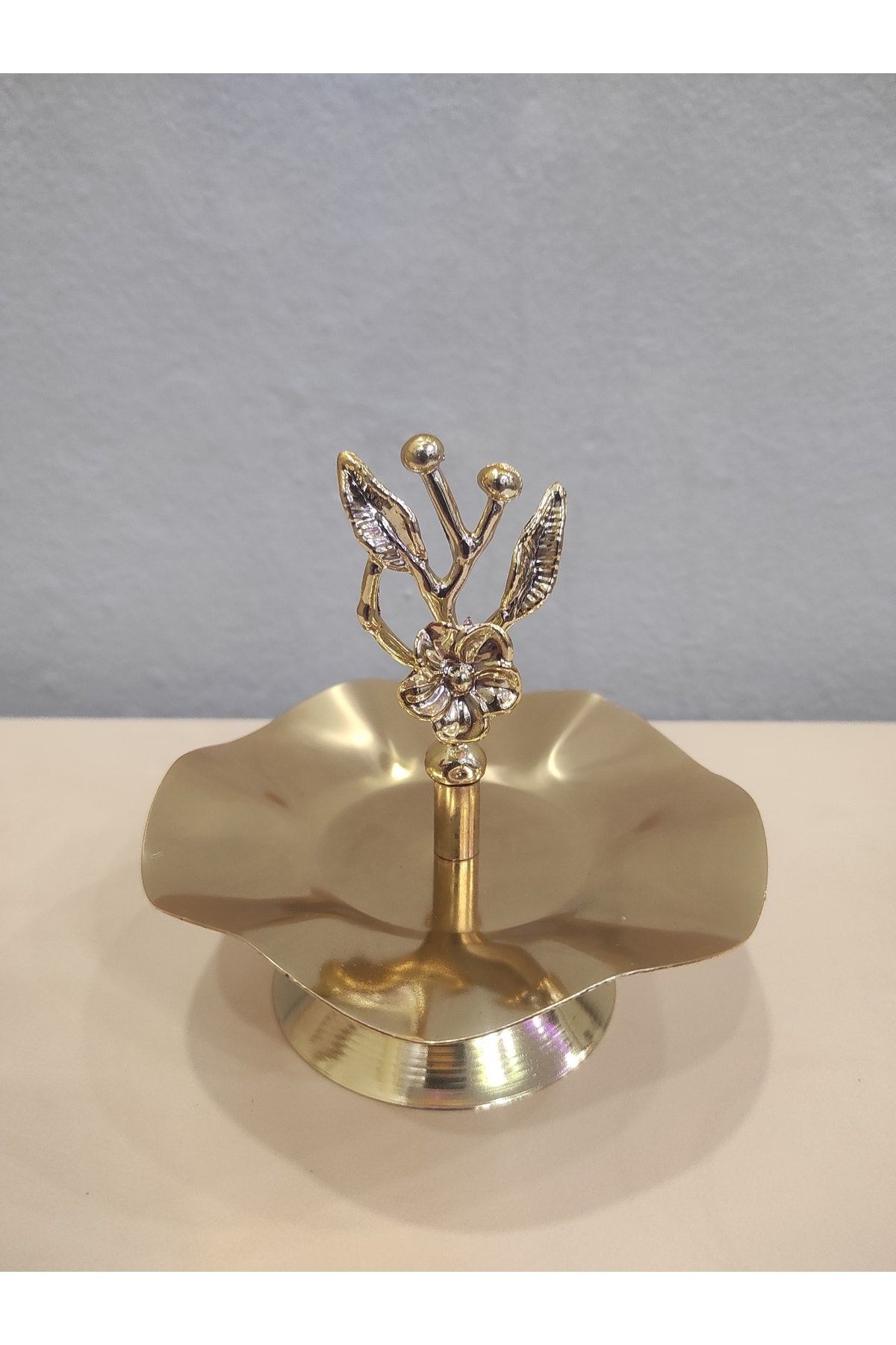 Ebrarhome 3 Adet Japon Gül Detayli Gold Tek Katli Sunumluk Kurabiyelik Meyv