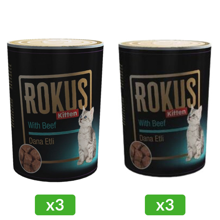 3 Adet Yavru Kedi Konservesi 410 gr & 3 Adet Rokus Konserve Yavru