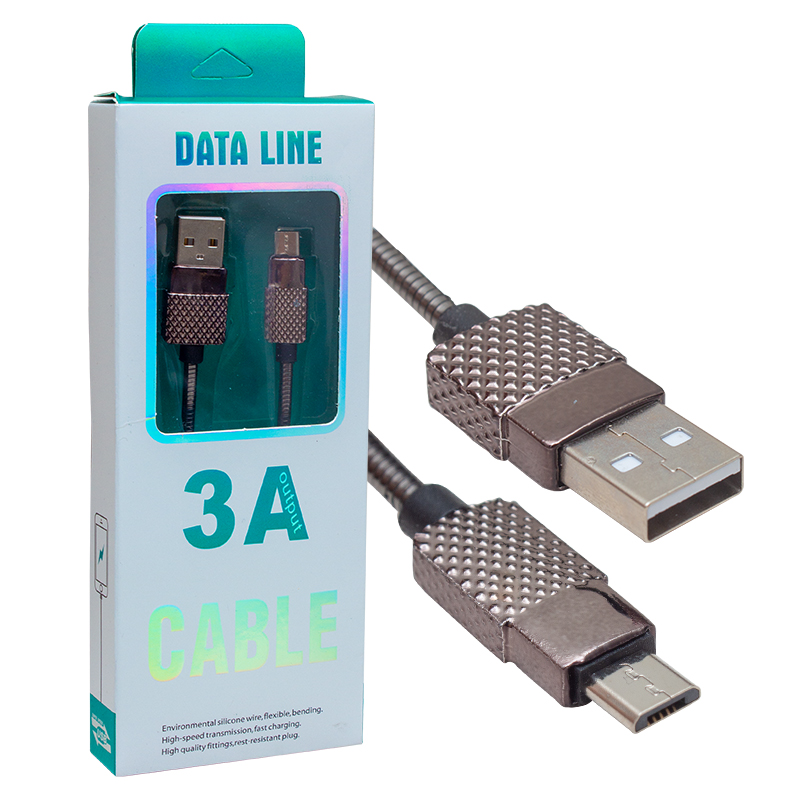 Just Cheap Store 3 Amper Metal Yayli Micro Usb Data Ve Şarj Kablosu 1 Metre