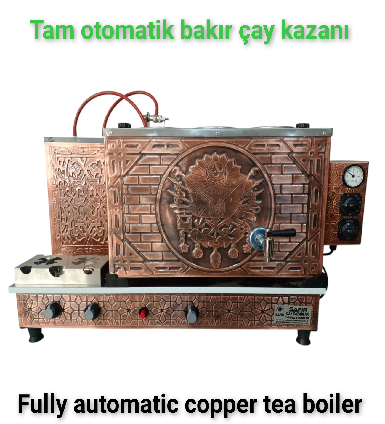Safir Çay Kazanlari 3 Demlikli Bakir Çay Kazani Sadece Elektrikli Bakir Çay Semaveri Osmanli Tuğra Model Çay Makinesi