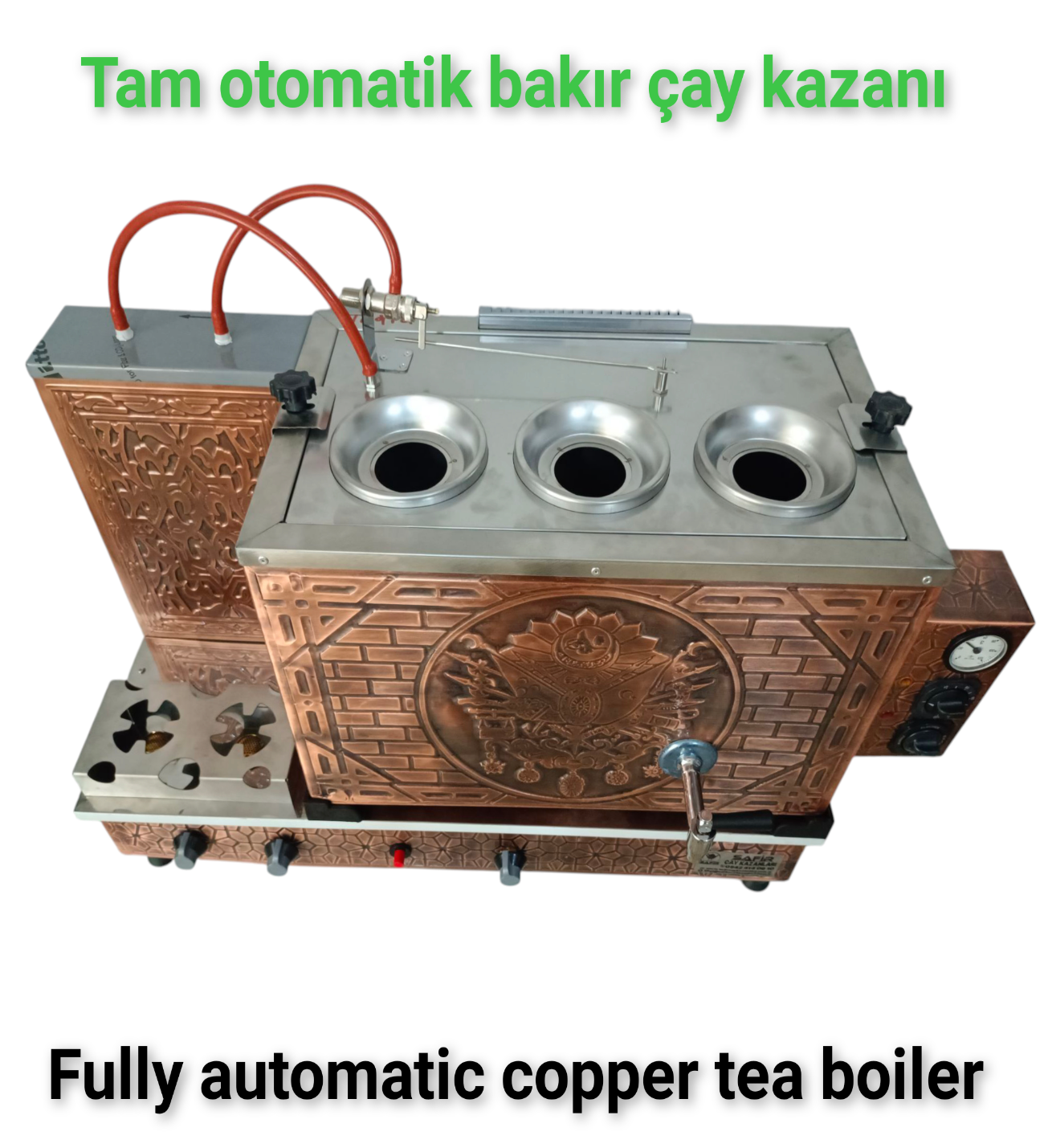 Safir Çay Kazanlari 3 Demlikli Bakir Çay Kazani Sadece Elektrikli Bakir Çay Semaveri Osmanli Tuğra Model Çay Makinesi