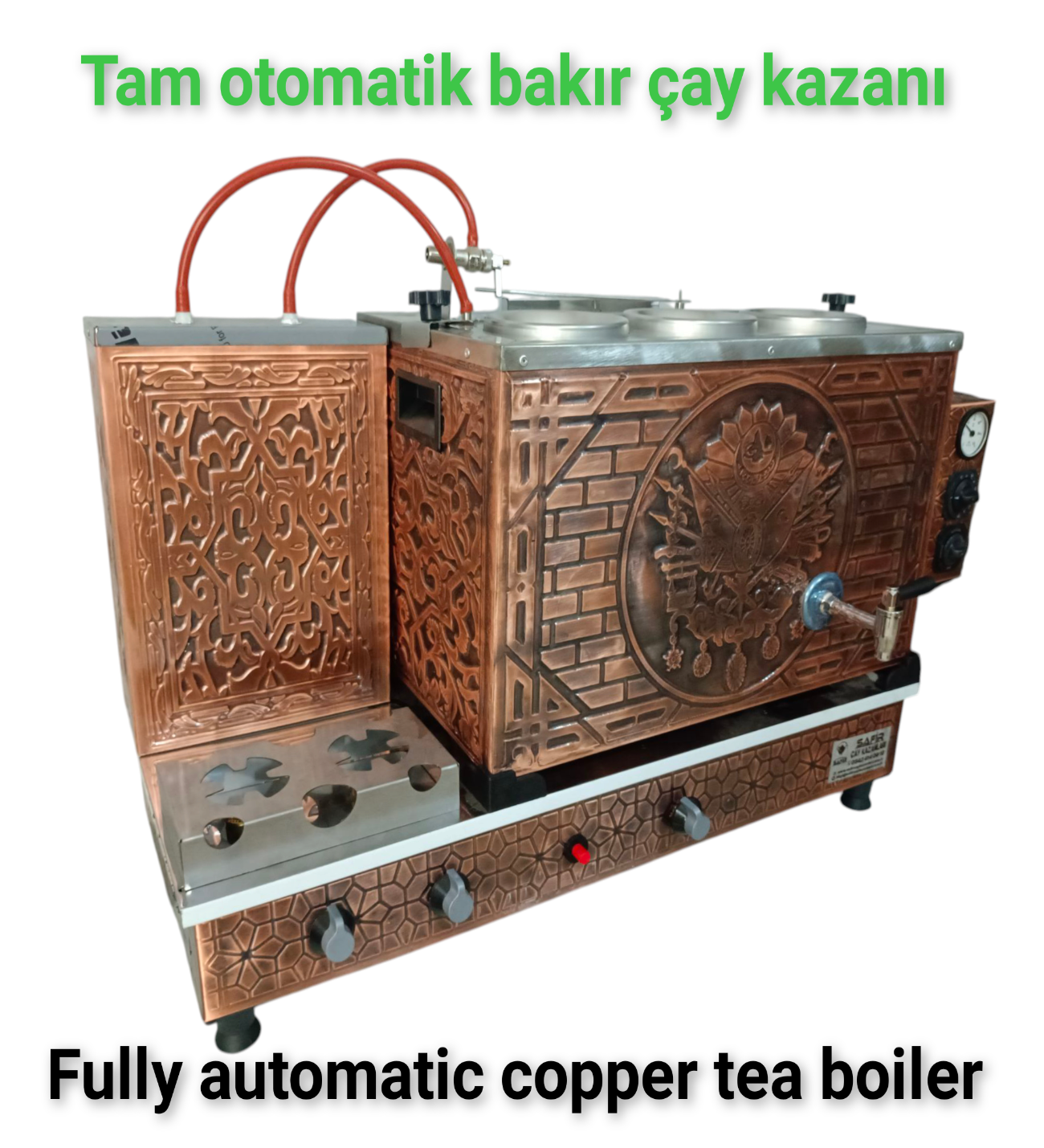 Safir Çay Kazanlari 3 Demlikli Bakir Çay Kazani Sadece Elektrikli Bakir Çay Semaveri Osmanli Tuğra Model Çay Makinesi
