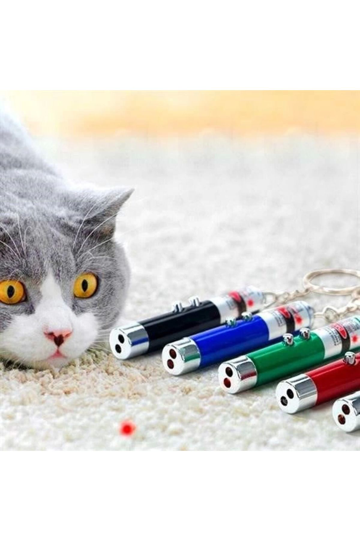 Yusuftex 3 Fonksiyonlu Kirmizi Beyaz İşikli Led Lazer Kedi Köpek Oyuncak A