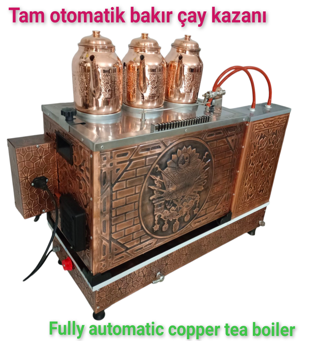 Safir Çay Kazanlari 3 Gözlü Bakir Çay Kazani Doğalgazli Ce Gazmer Açiliş Onayli Tam Dijital Çakmakli Prizma Alt Tabanli 