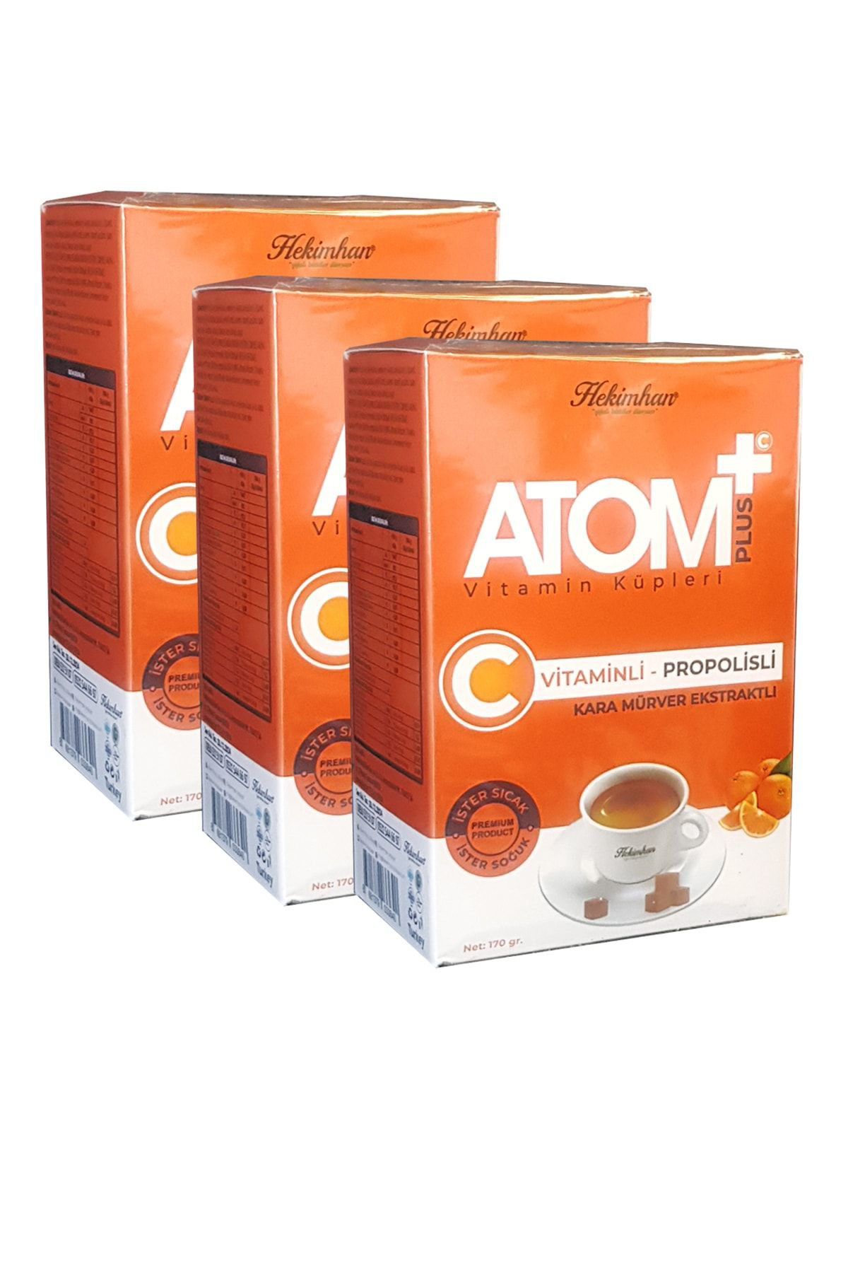 Hekimhan 3 Kutu Atom Çayi Atom Plus Vitamin Küpleri C Vitamin + Propolis A