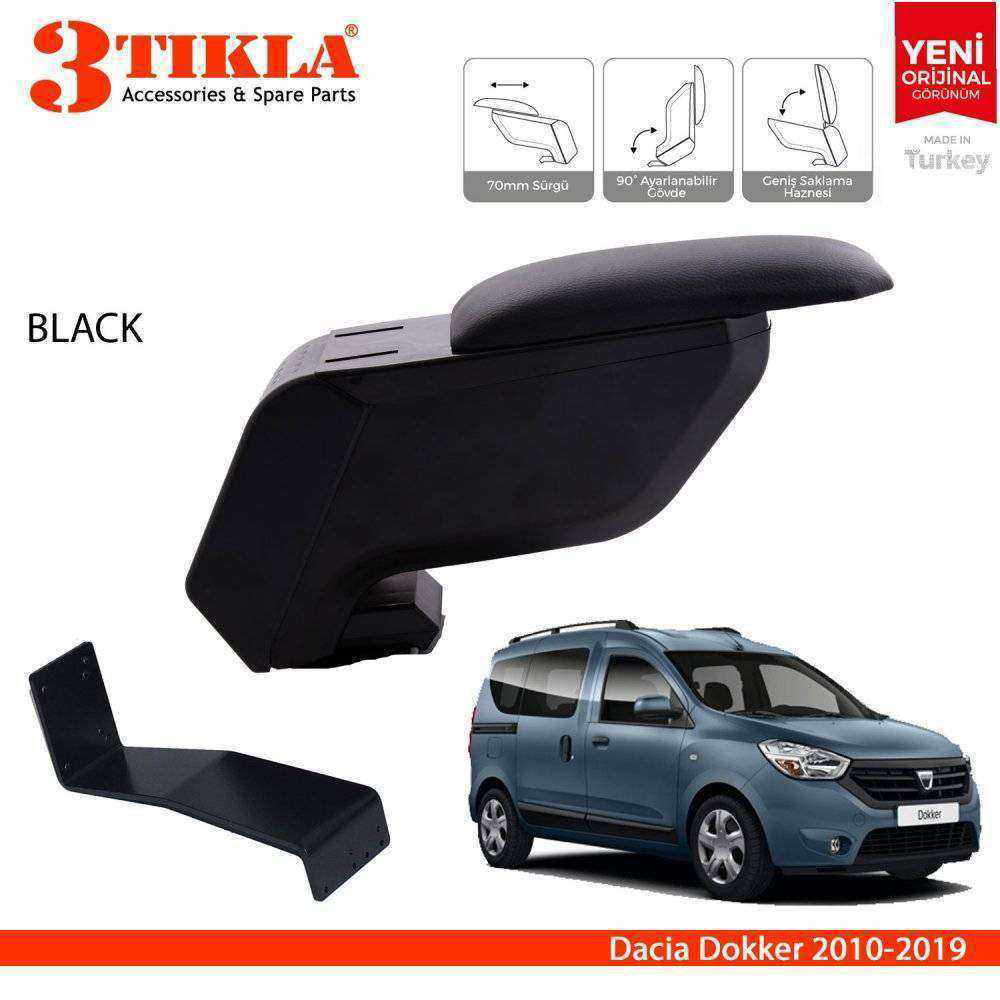 3 Tıkla Dacia Dokker 2010-2019 Delmesiz Çelik Ayaklı Siyah Kolçak
