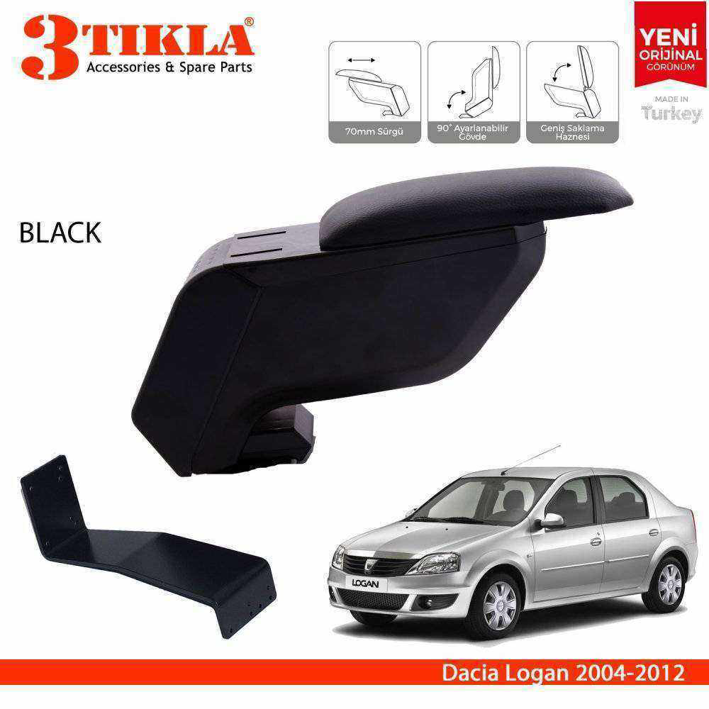 3 Tıkla Dacia Logan 2004-2012 Delmesiz Çelik Ayaklı Siyah Kolçak