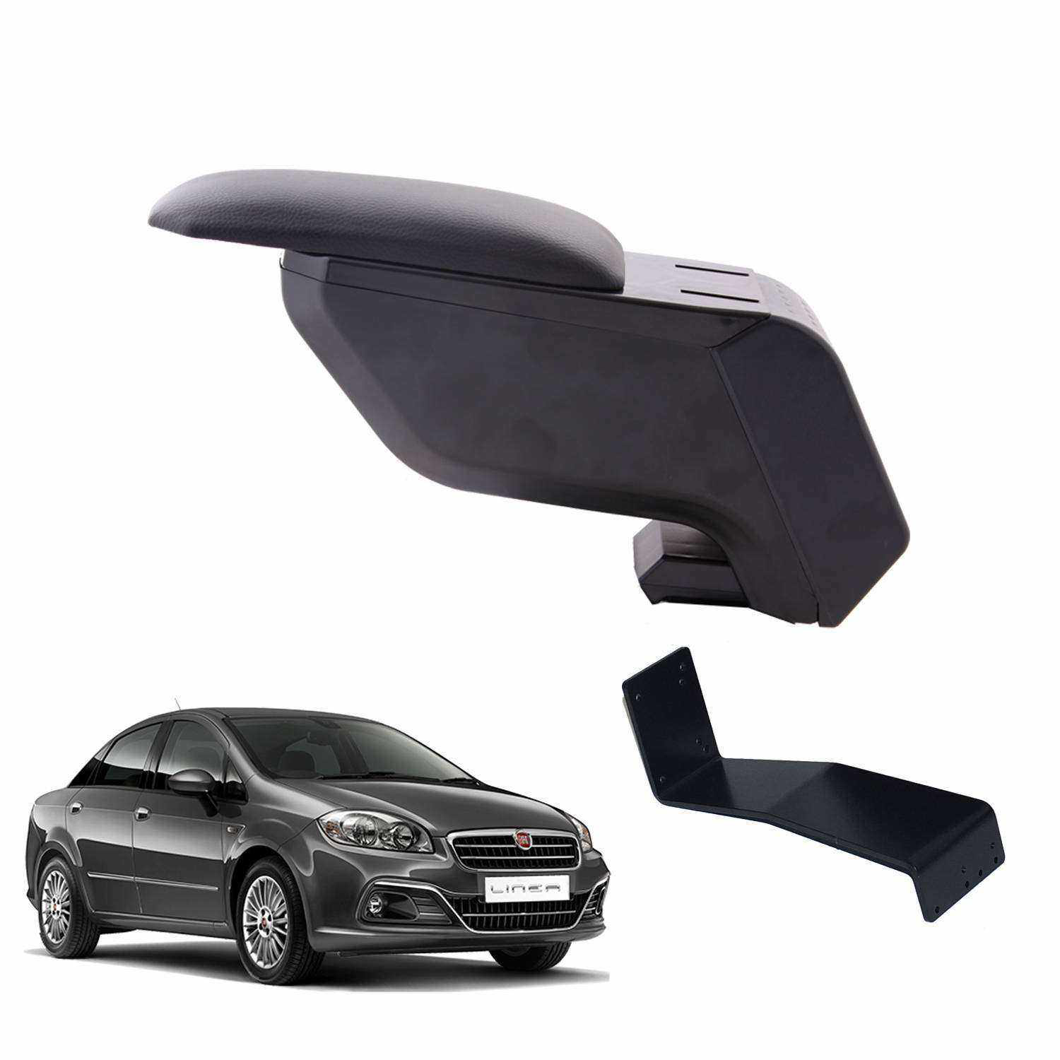 3 Tıkla Fiat Linea 2011 Delmesiz Çelik Ayaklı Siyah Kolçak Kol Da