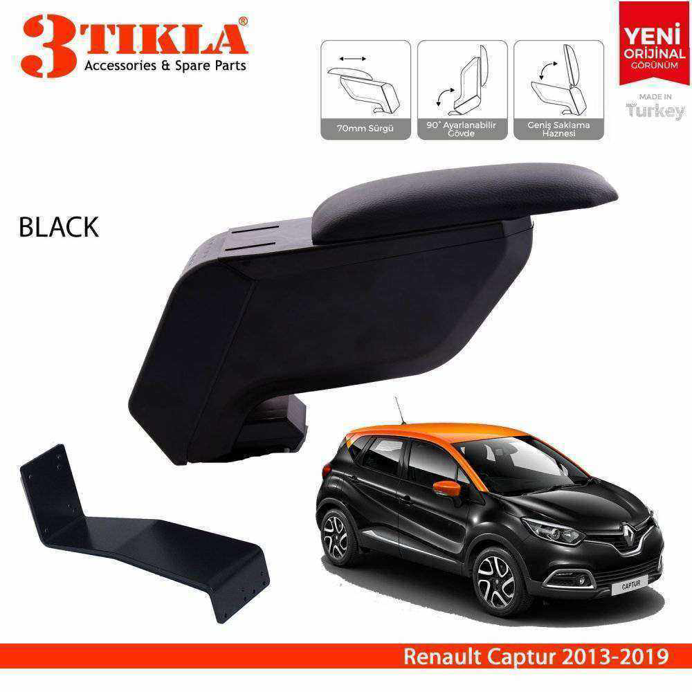 3 Tıkla Renault Captur 2013-2019 Delmesiz Çelik Ayaklı Siyah Kolç
